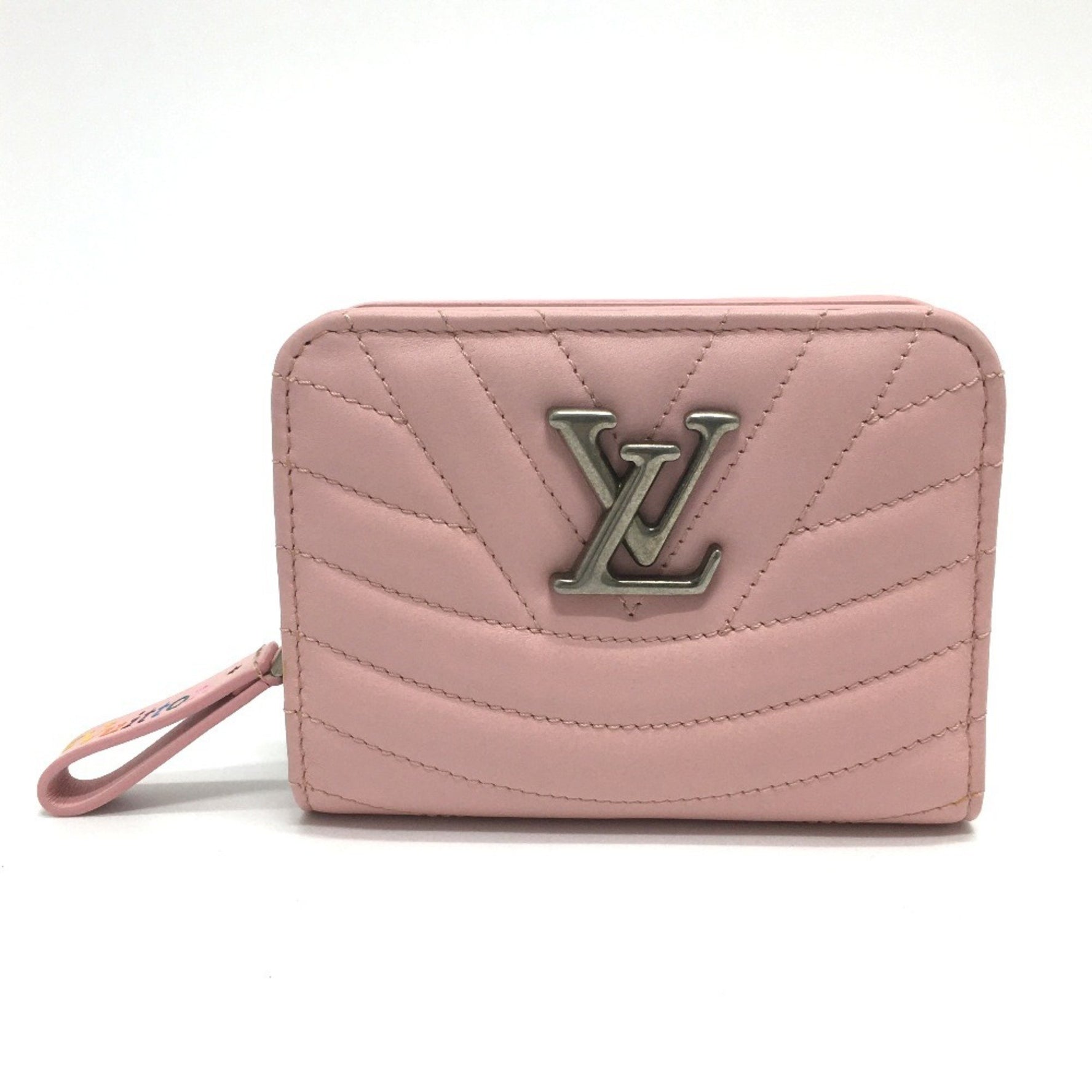 LOUIS VUITTON M63791 New Wave Gypt Compact Wallet, Bi-fold Leather, Women's, Smoothie Pink, Like New, LV Hardware