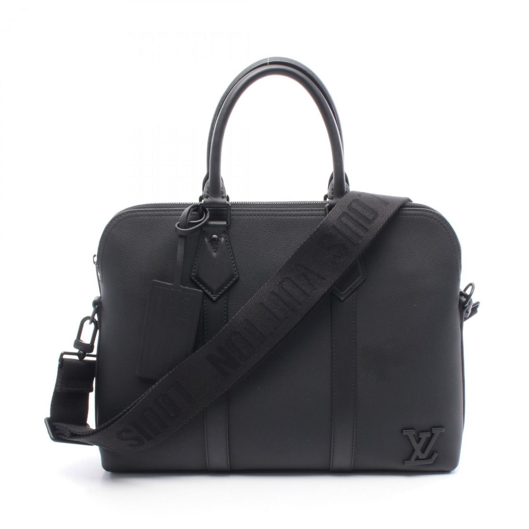 Louis Vuitton Take Off Briefcase Bag, Leather Aerogram, Men's, Black, M59159