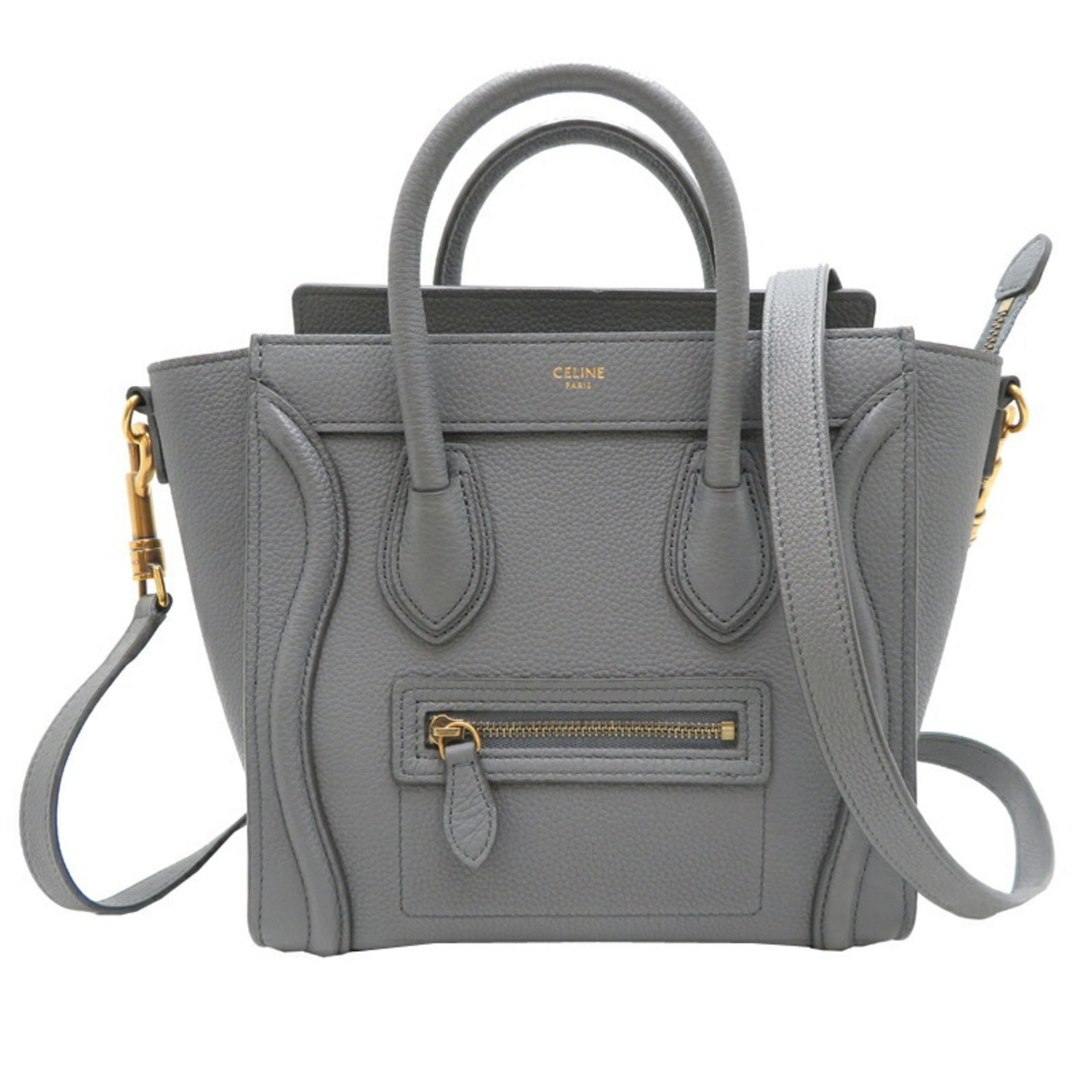 Celine Luggage Nano Shopper Handbag Calfskin Coal (Grey)