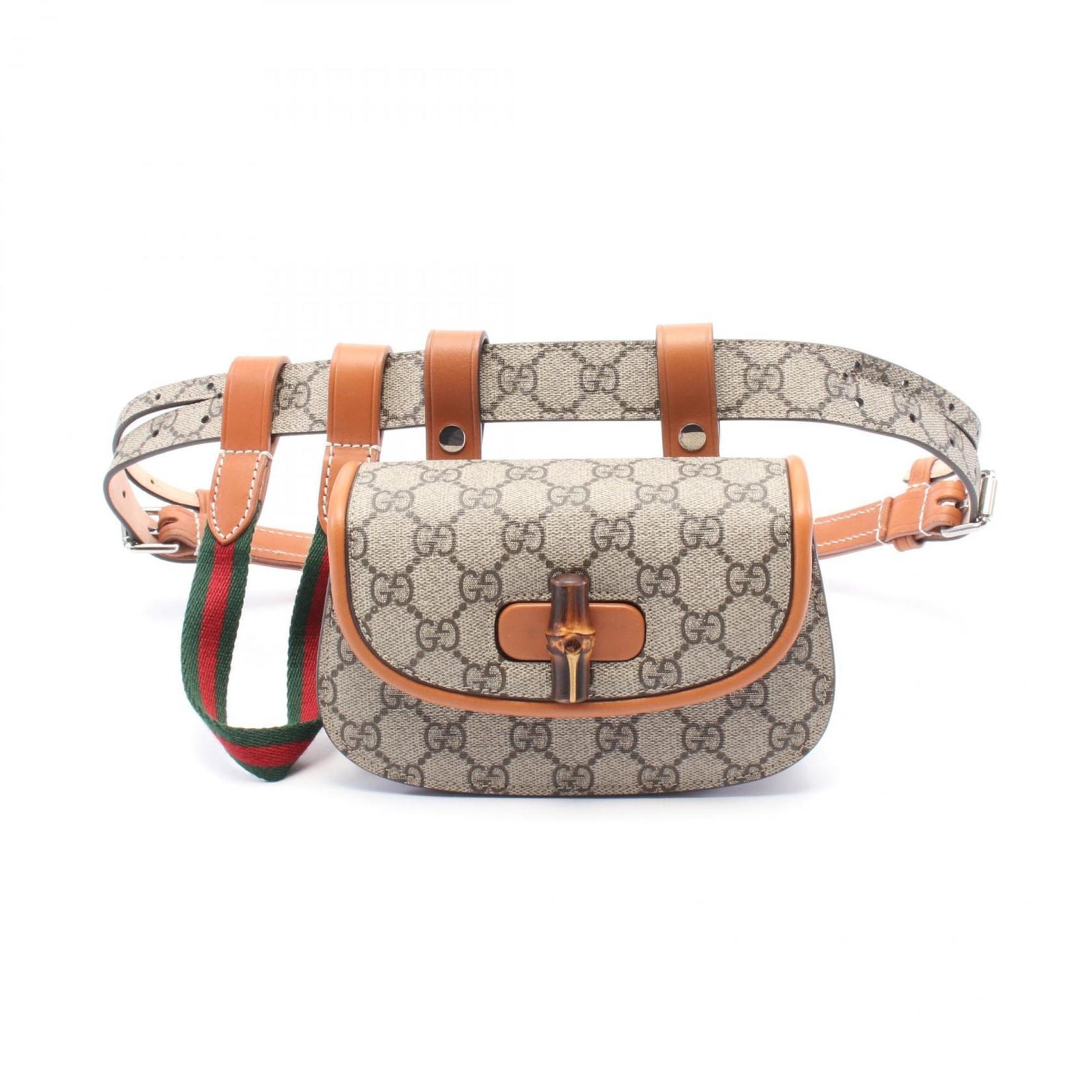 Gucci Bamboo 1947 Mini Belt Bag, Waist Body Coated Canvas and Leather, Beige Brown