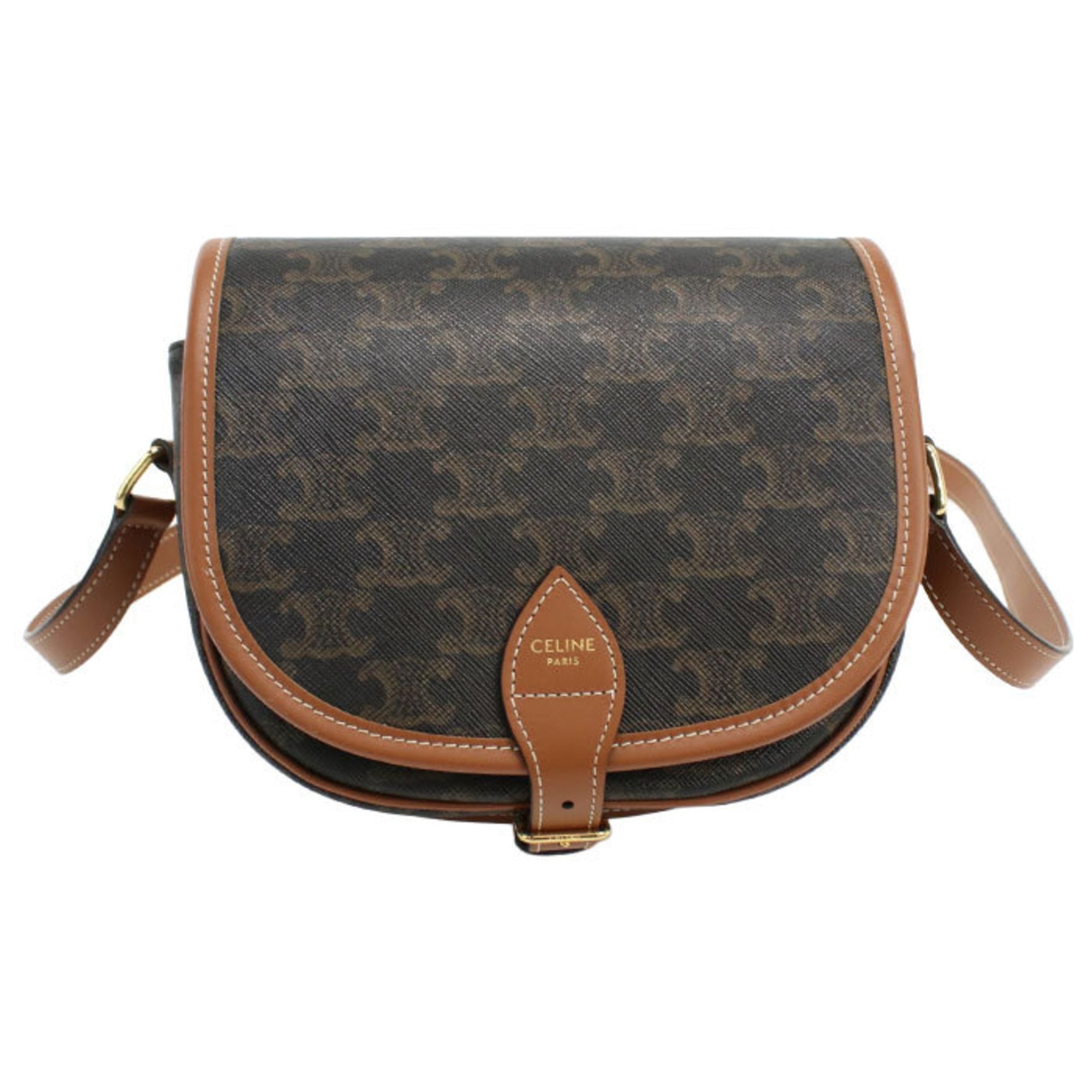 CELINE Folco Triomphe Canvas Shoulder Bag Medium