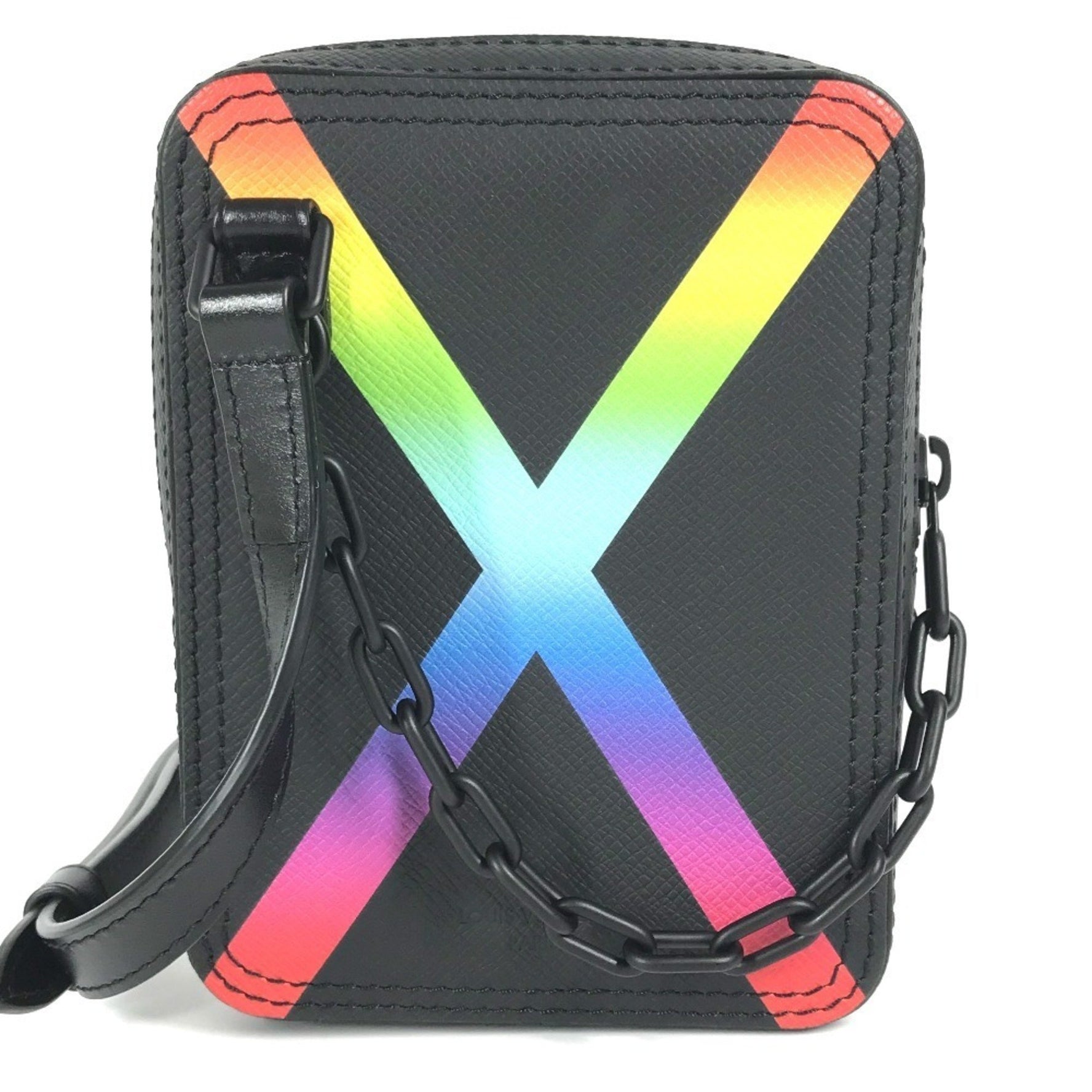 LOUIS VUITTON Taiga Rainbow Danube Messenger Pochette Shoulder Bag in Leather, Unisex, Black, Like New