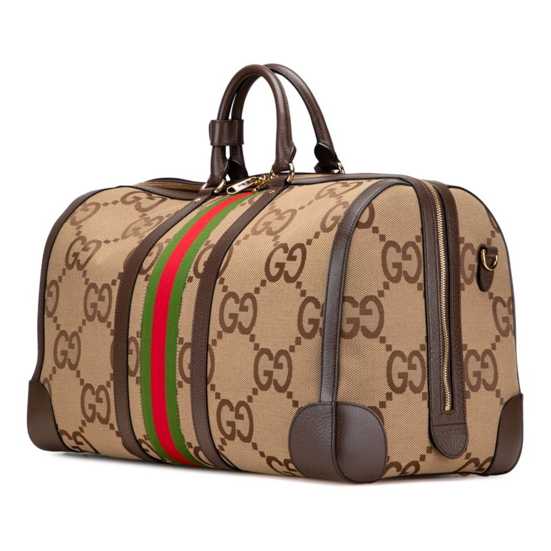 Gucci Jumbo GG Sherry Line Boston/Shoulder Bag, Canvas and Leather
