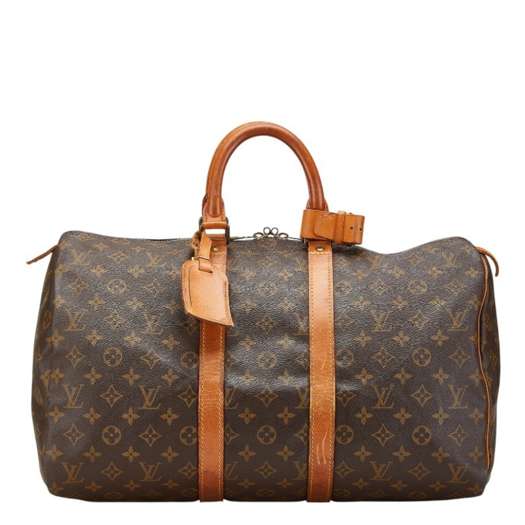 Louis Vuitton Monogram Keepall 45 Boston Bag Travel Brown PVC Leather Women's LOUIS VUITTON