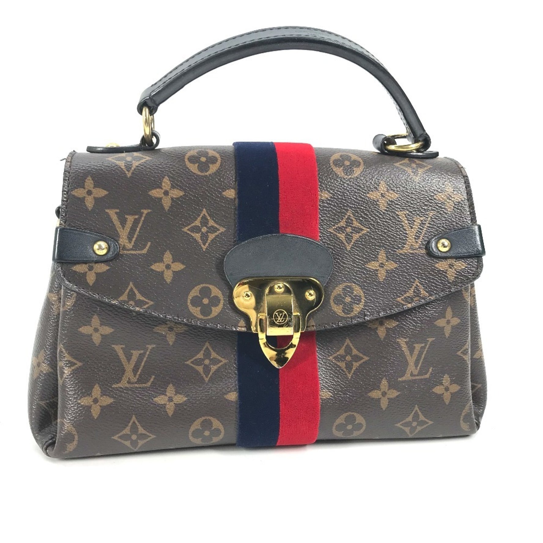 LOUIS VUITTON M43867 Monogram Georges BB Tote Bag, Striped, 2-Way Shoulder Handbag, Canvas, Women's, Brown