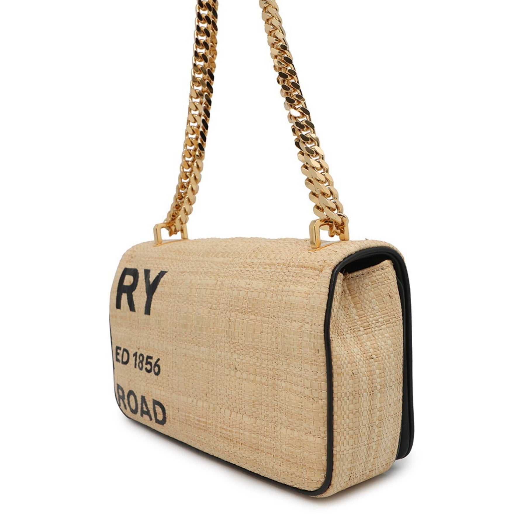 Burberry Chain Shoulder Bag Horseferry Print Small Lola Raffia
