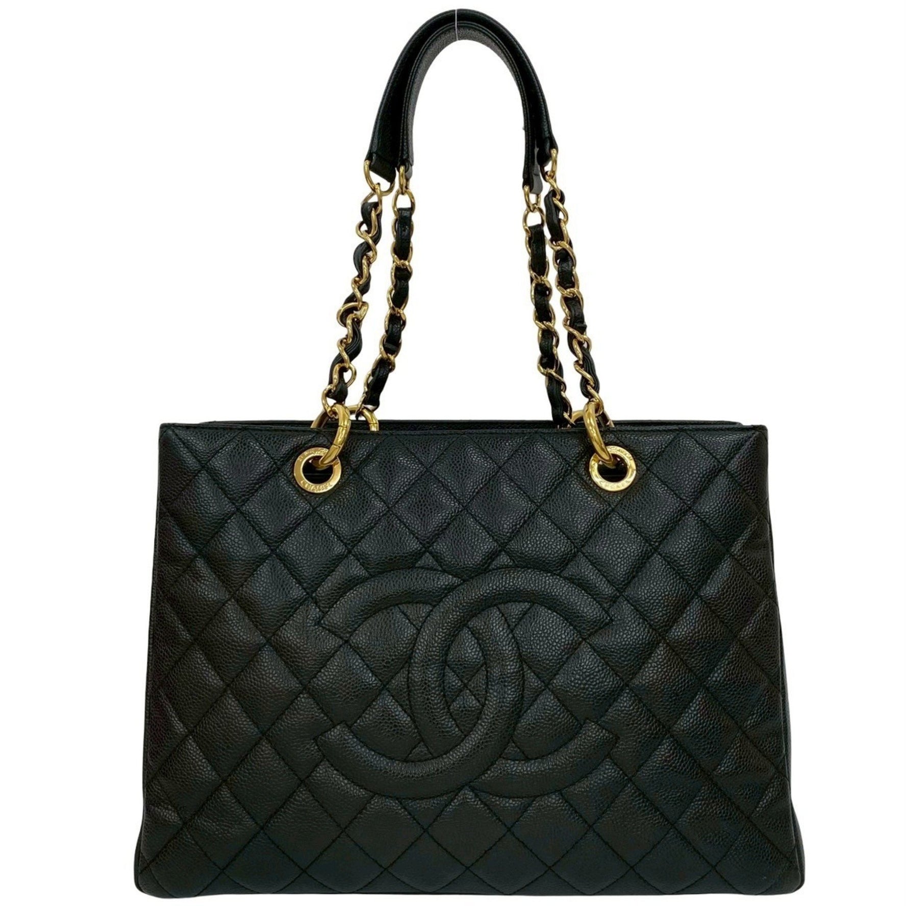 CHANEL Matelasse Coco Mark Caviar Leather Chain Tote Bag