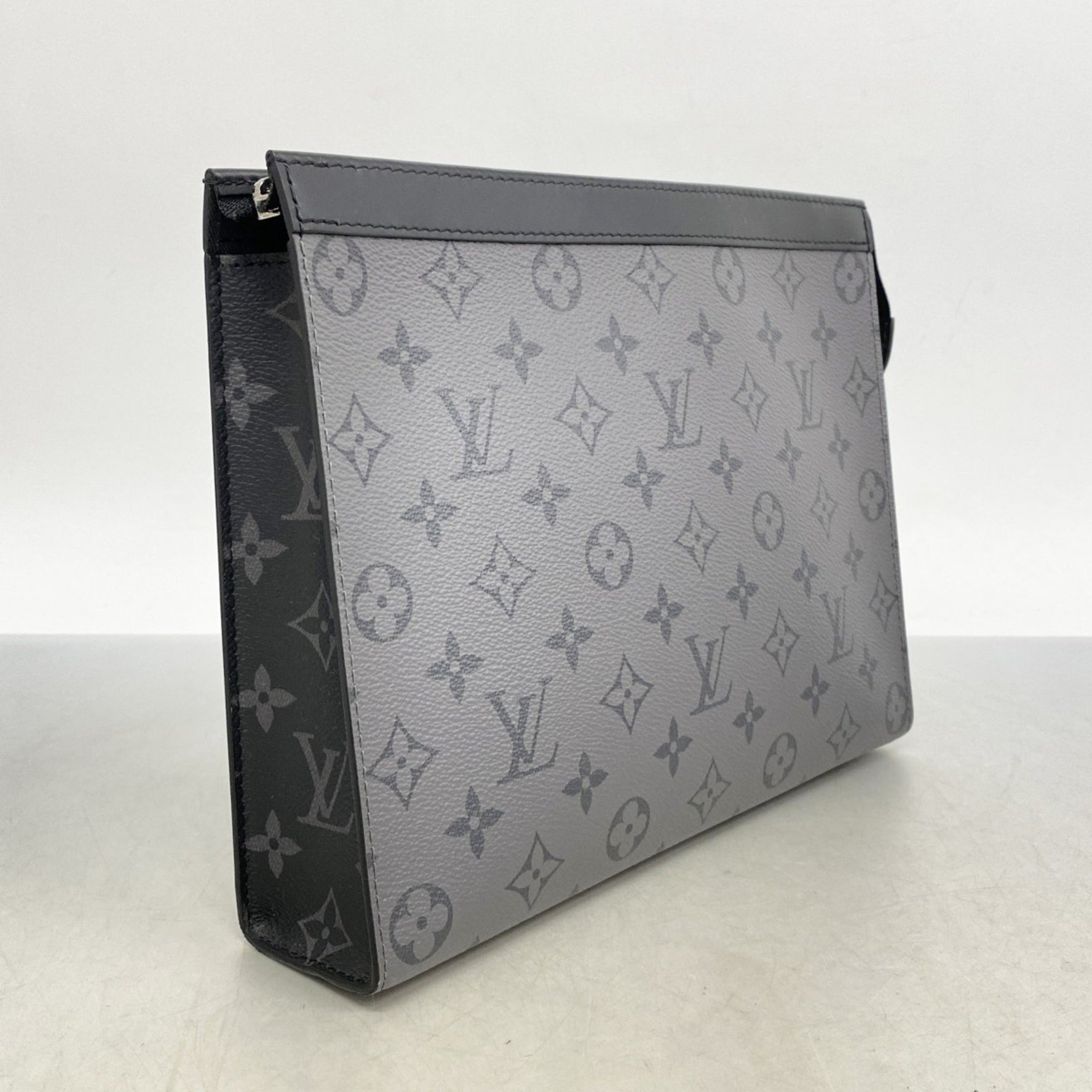 Louis Vuitton Monogram Eclipse Pochette Voyage Clutch Bag M69535 Gray Men's