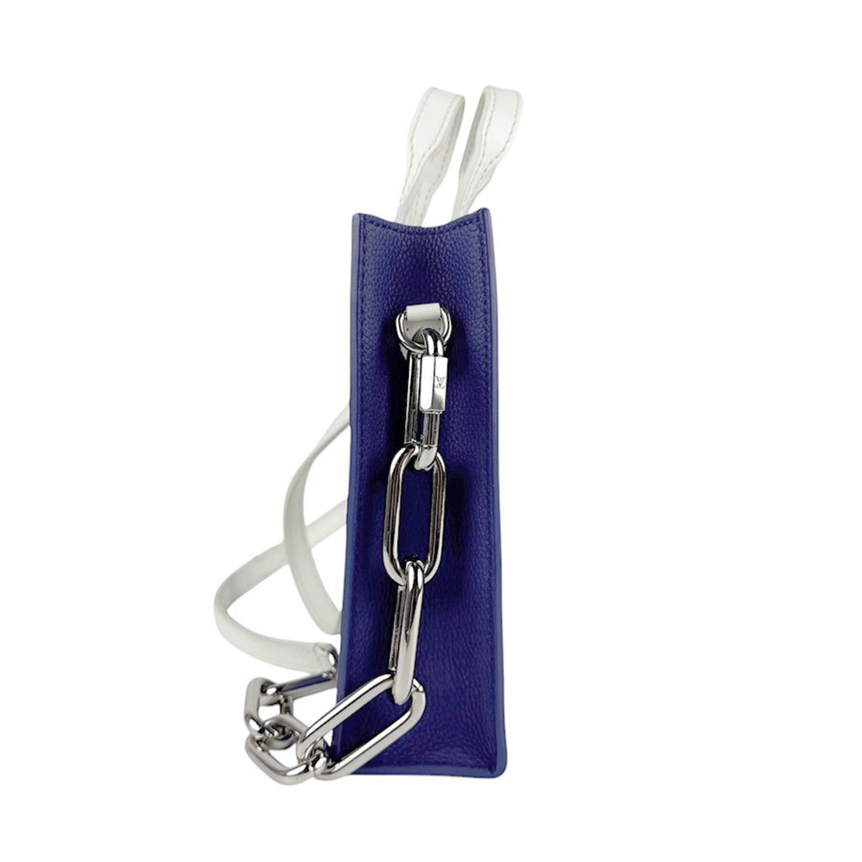 Louis Vuitton Handbag Shoulder Bag Everyday LV Sac Plat Leather Navy Blue White Silver