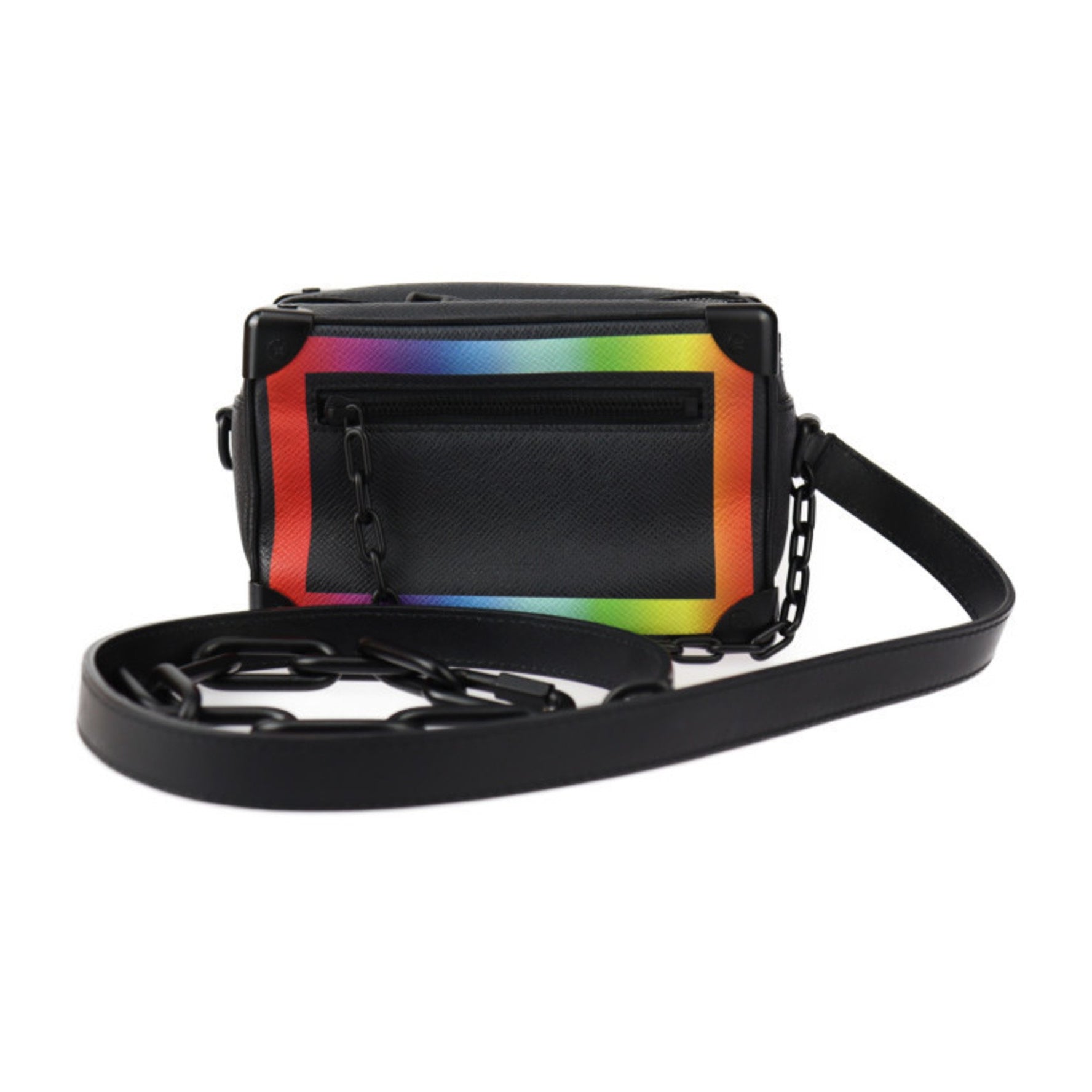 Louis Vuitton Mini Soft Trunk Taiga Shoulder Bag Leather Black Rainbow Pochette