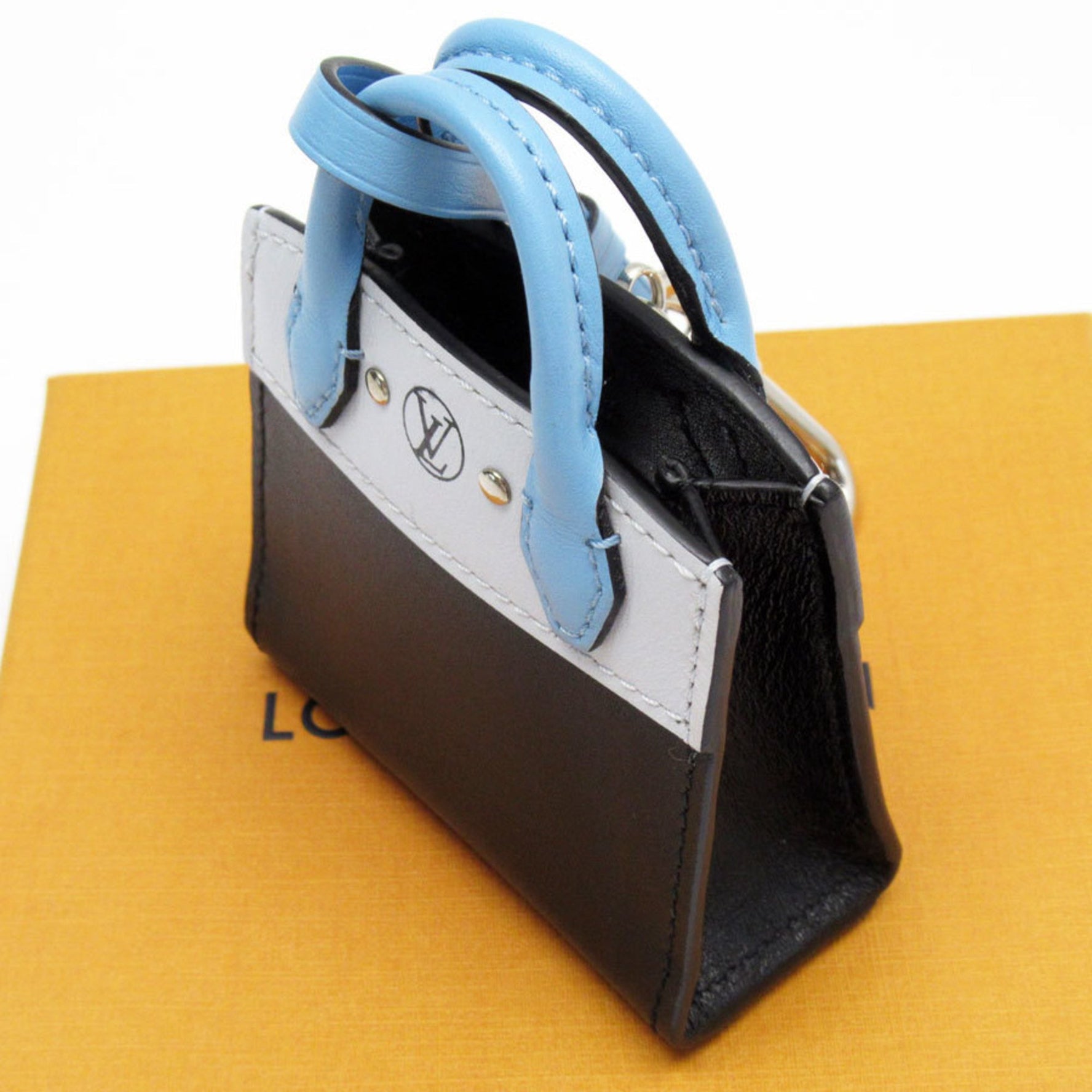 LOUIS VUITTON Charm Keychain City Steamer Leather Blue Men's Women's MP1789 t19387i