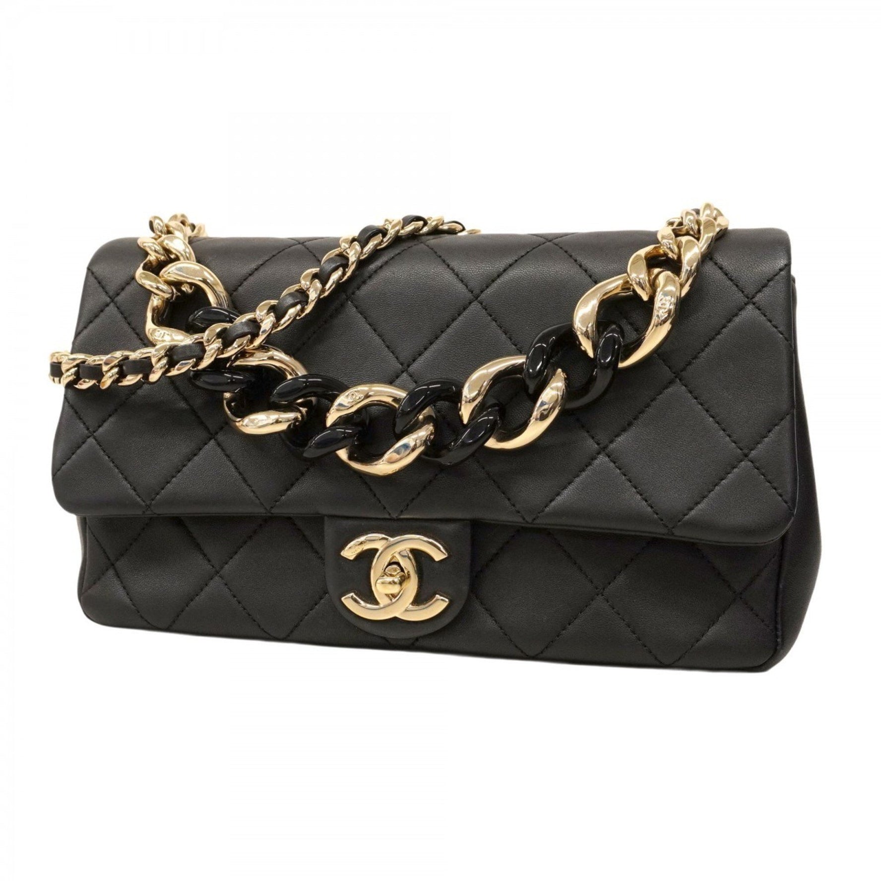 Chanel Matelasse Handbag with Chain Shoulder Strap, Navy/Champagne Lambskin, Bag
