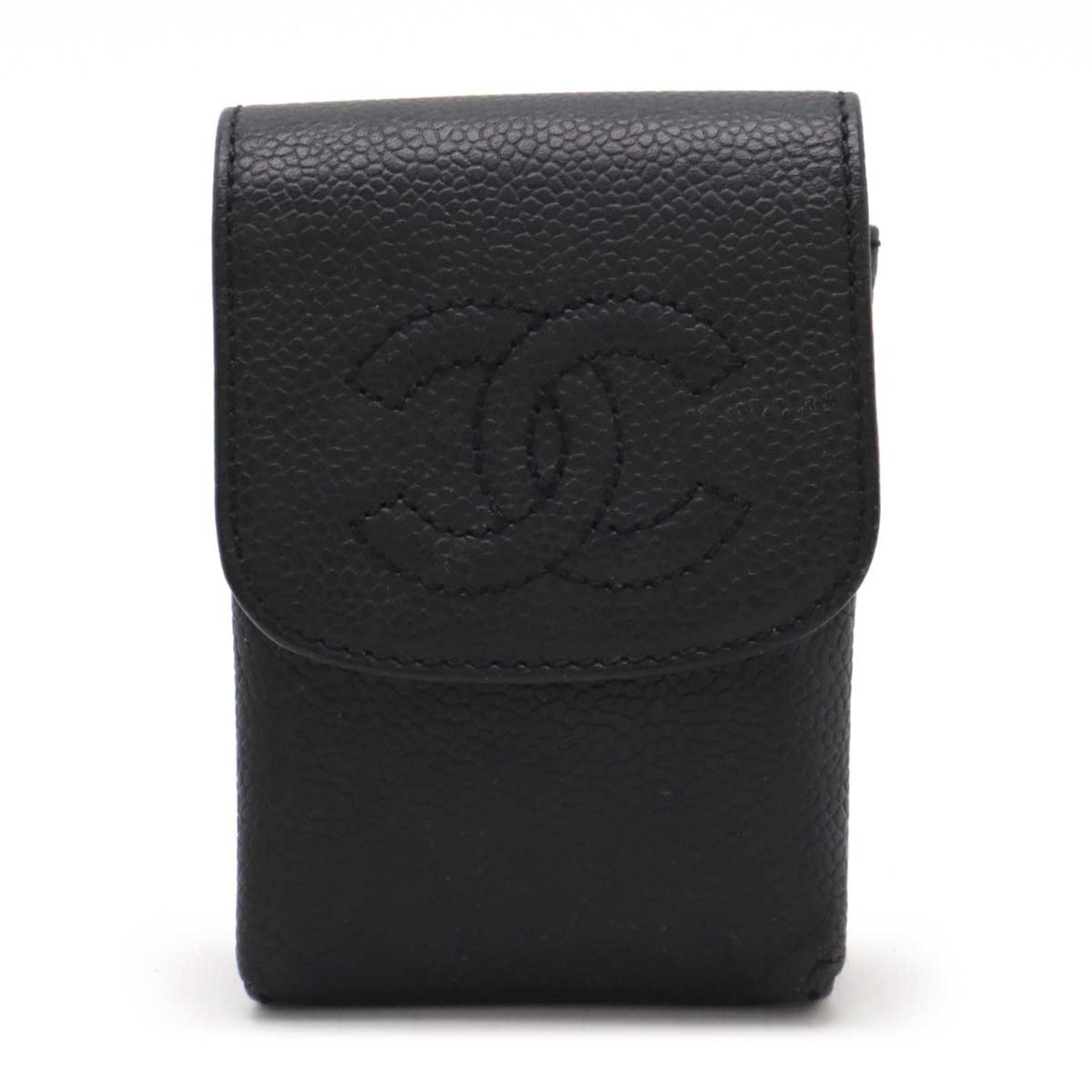 CHANEL Coco Mark Cigarette Case, Tobacco iQOS Caviar Skin Leather, Black A13511
