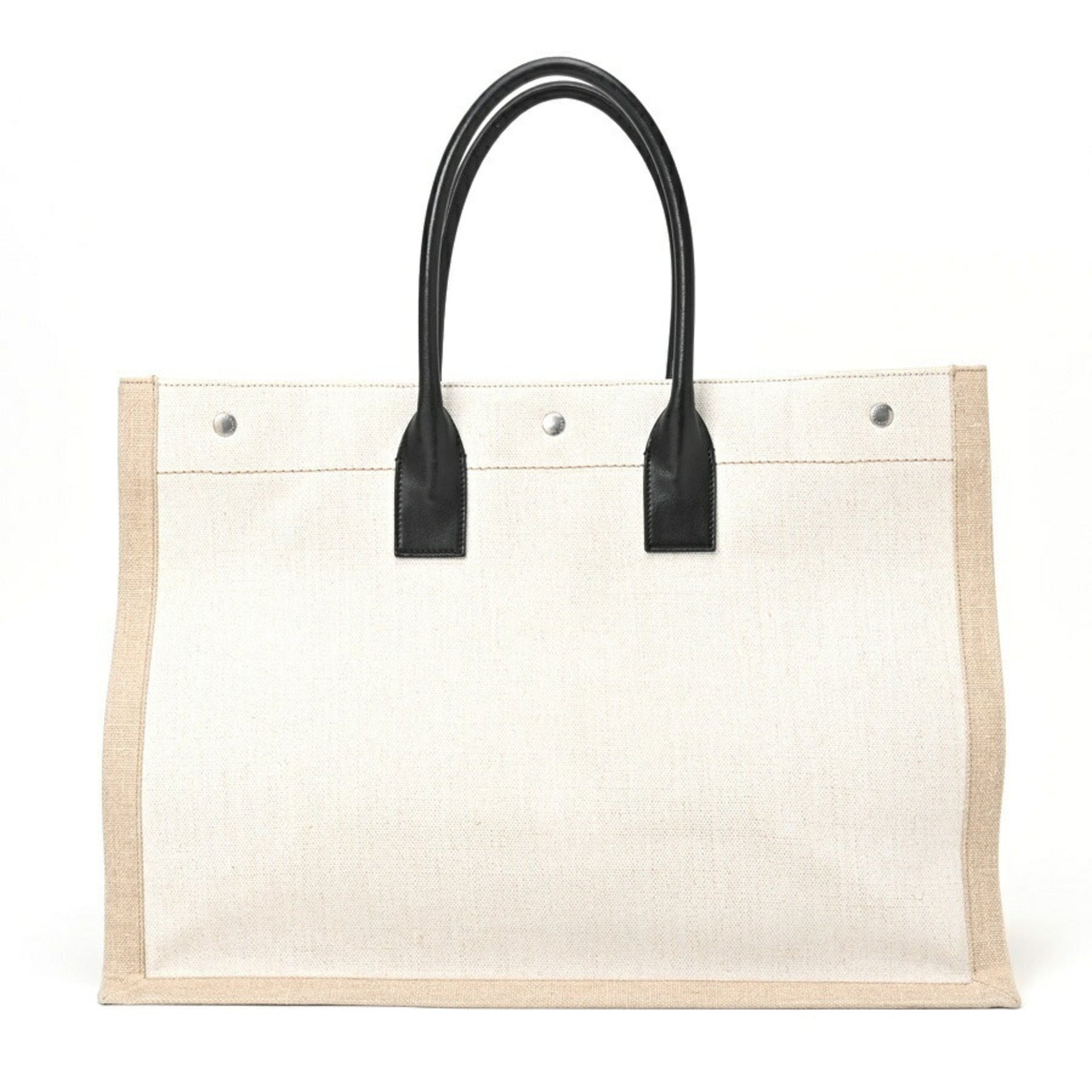 Saint Laurent Rive Gauche Tote Bag Canvas White Linen S-156104