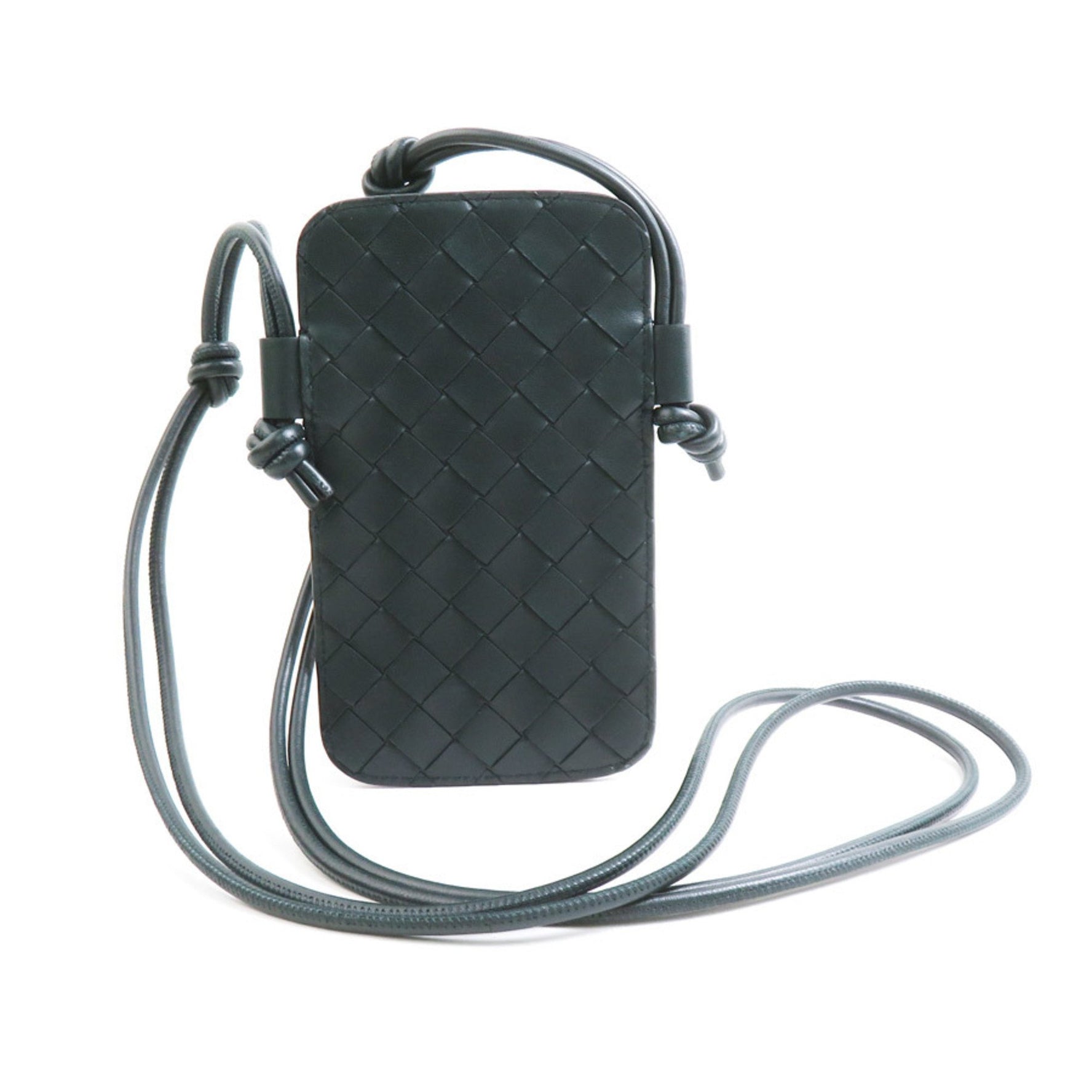 Bottega Veneta smartphone case/pouch in dark green intrecciato leather