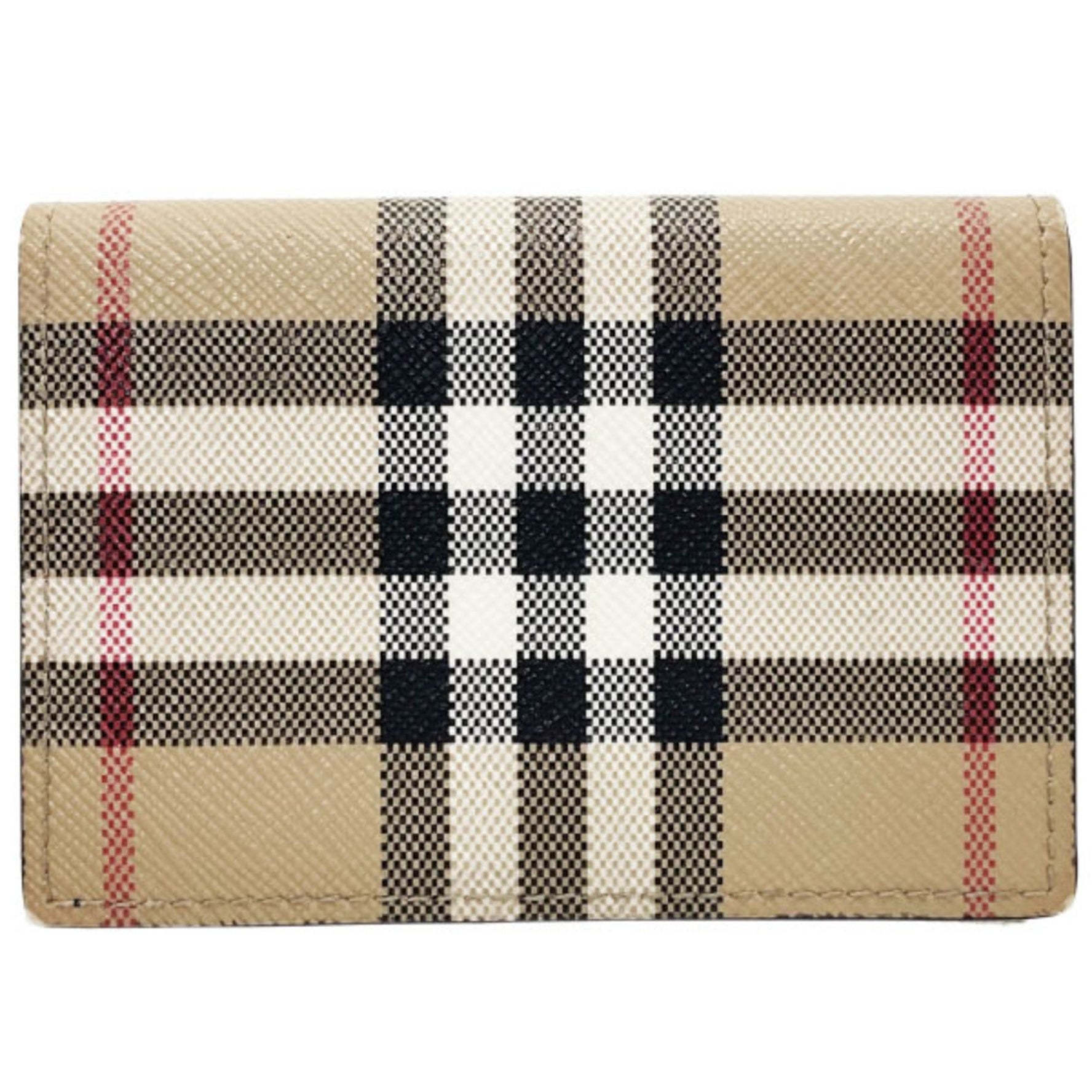 Burberry Check Trifold Wallet, PVC Leather, Beige, Black, Double Wallet
