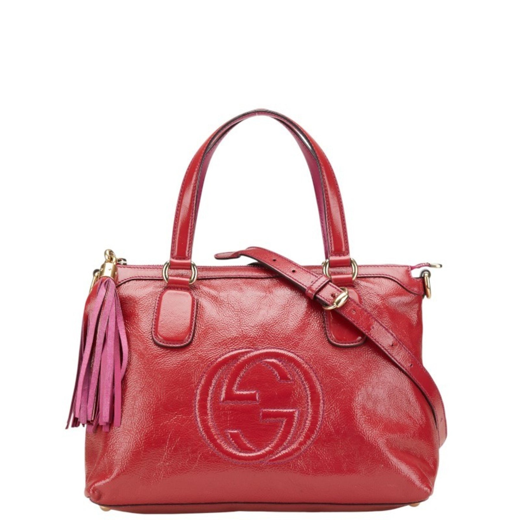 Gucci Soho Interlocking G Handbag/Shoulder Bag Red Leather