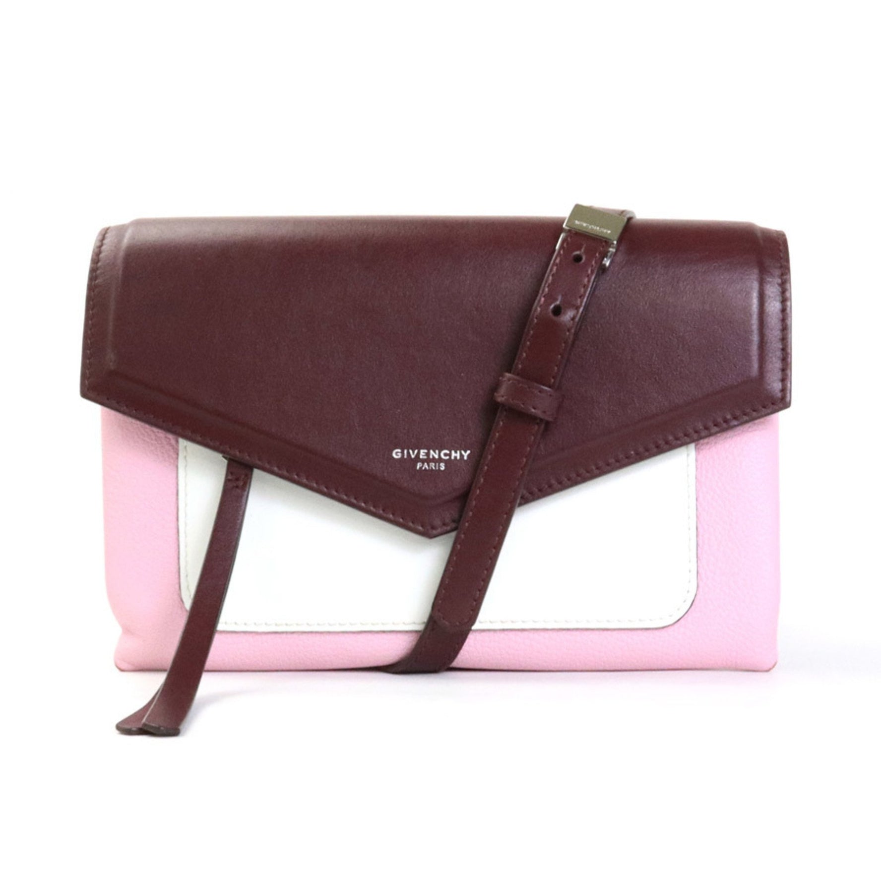 Givenchy Crossbody Shoulder Bag Leather Bordeaux x White Pink Ladies