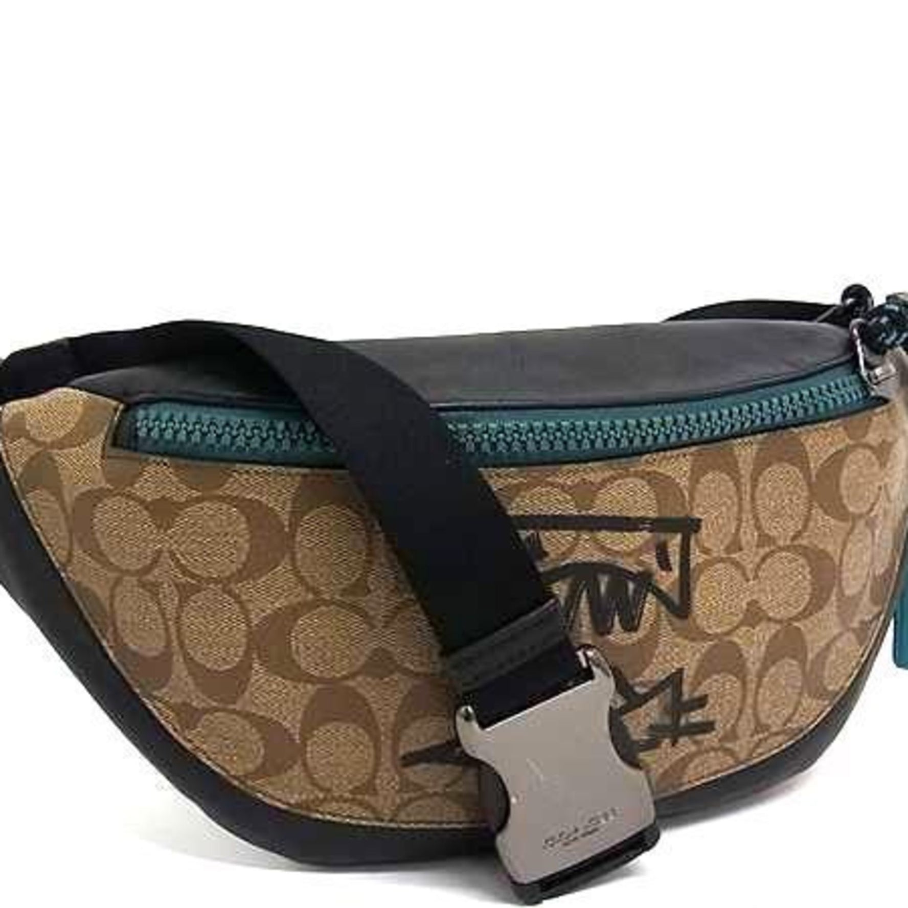 COACH GUANG YU Collaboration Signature Waist Bag 2525 in Brown and Black Leather