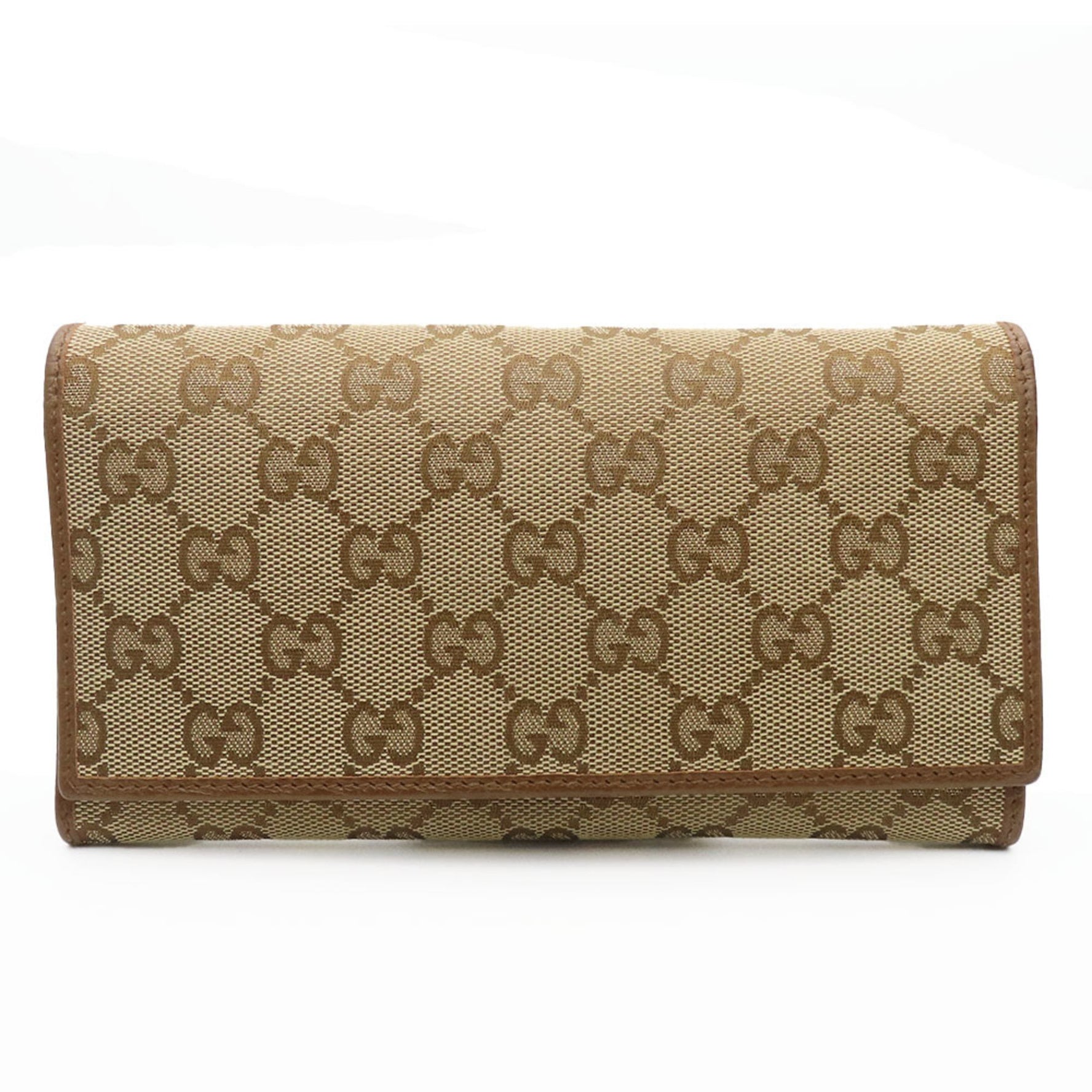 Gucci Long Wallet GG Canvas Leather Brown Bi-fold Accessory Women's GUCCI