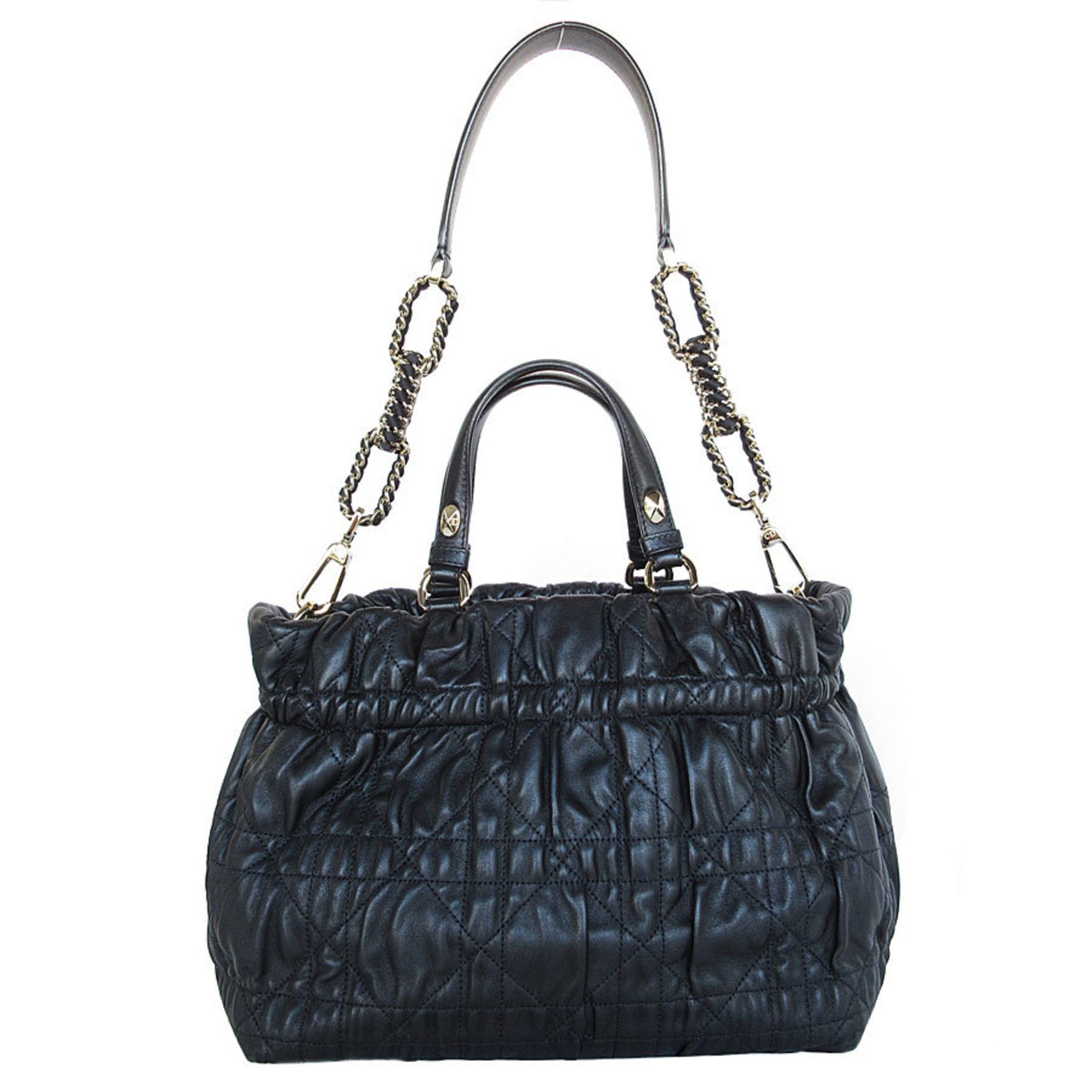 Christian Dior handbag shoulder bag leather gold ladies