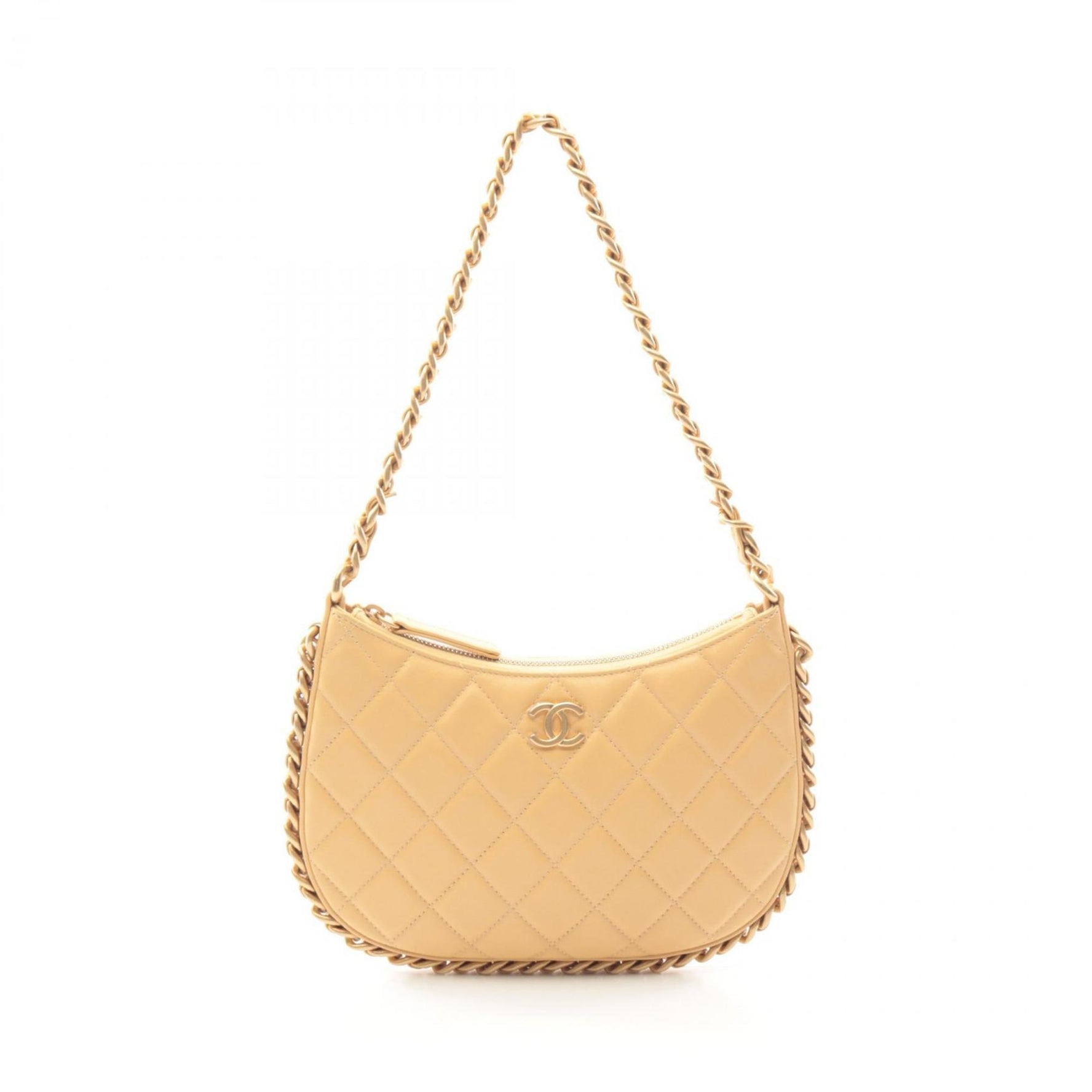 CHANEL Matelasse Shoulder Bag Lambskin (Sheepskin) Women's Beige AP3486