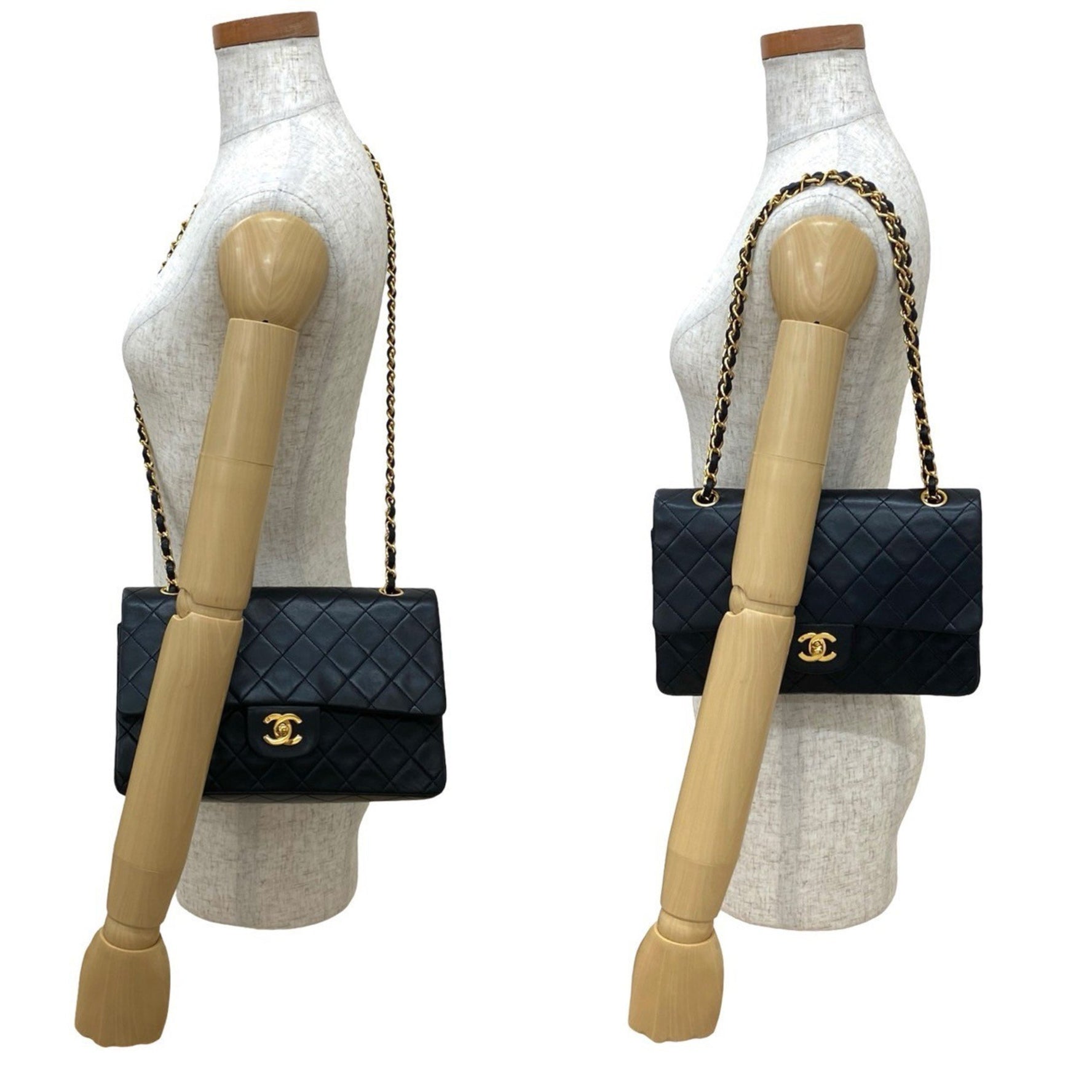 CHANEL Matelasse Coco Mark Double Flap Lambskin Chain Shoulder Bag