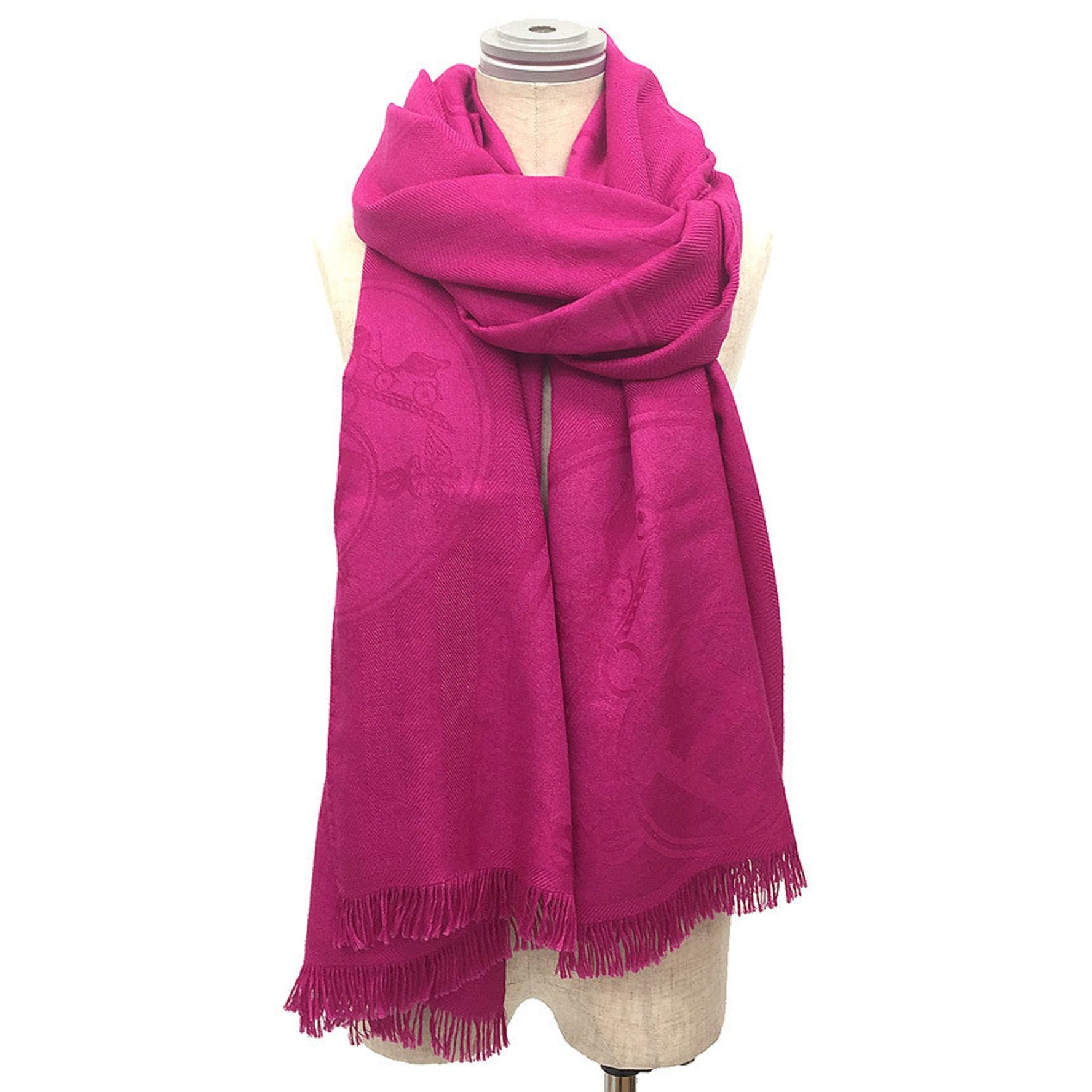 HERMES Stole ETOLE NEW LIBRIS Etoile New Libris Large Scarf Cashmere Silk H Carriage