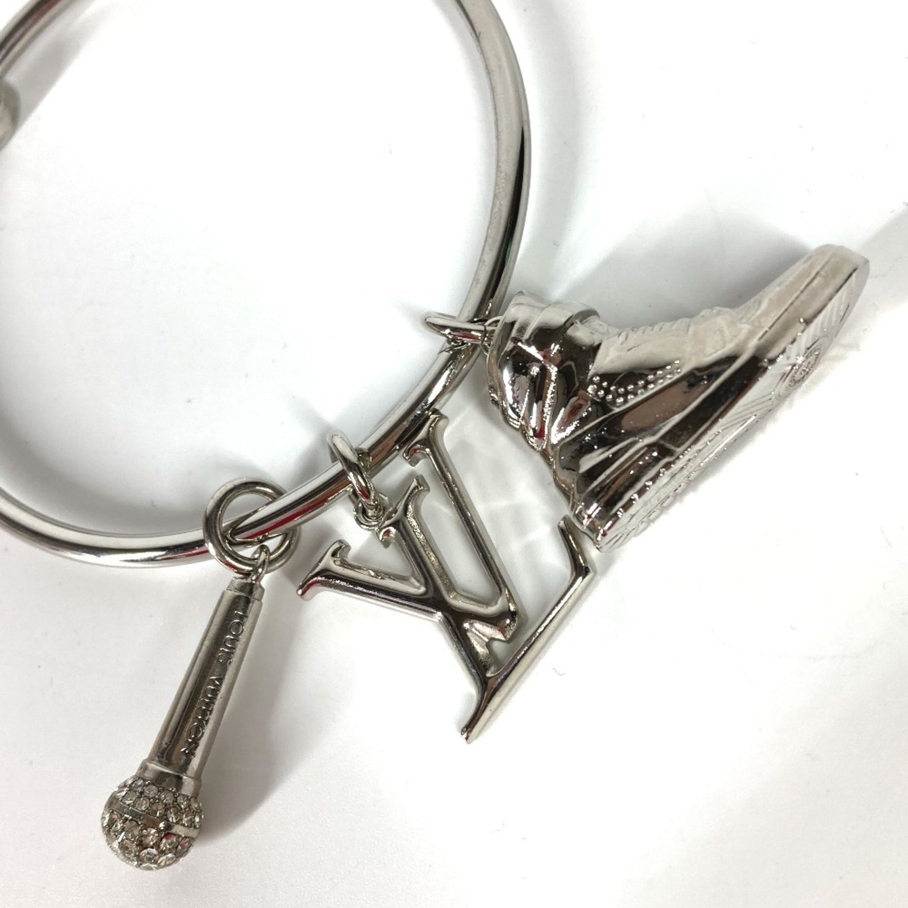 LOUIS VUITTON M68854 Mike Rhinestone Sneaker Porte-Clés Round Ring Bag Charm Key Keychain Metal Men's Silver