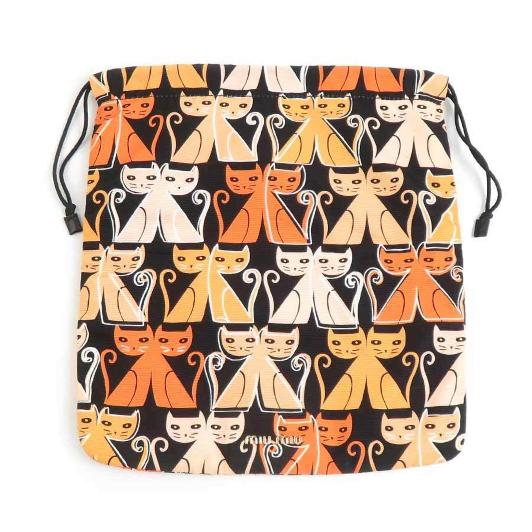 Miu Miu Miu Pouch, Cotton Canvas, Black and Orange