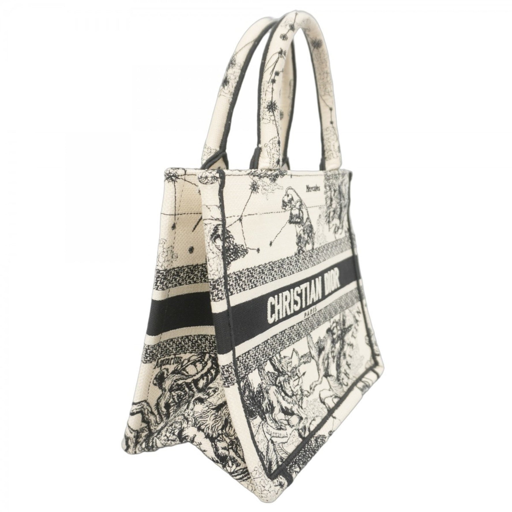 Christian Dior Book Tote Bag, Zodiac Canvas, White, Black