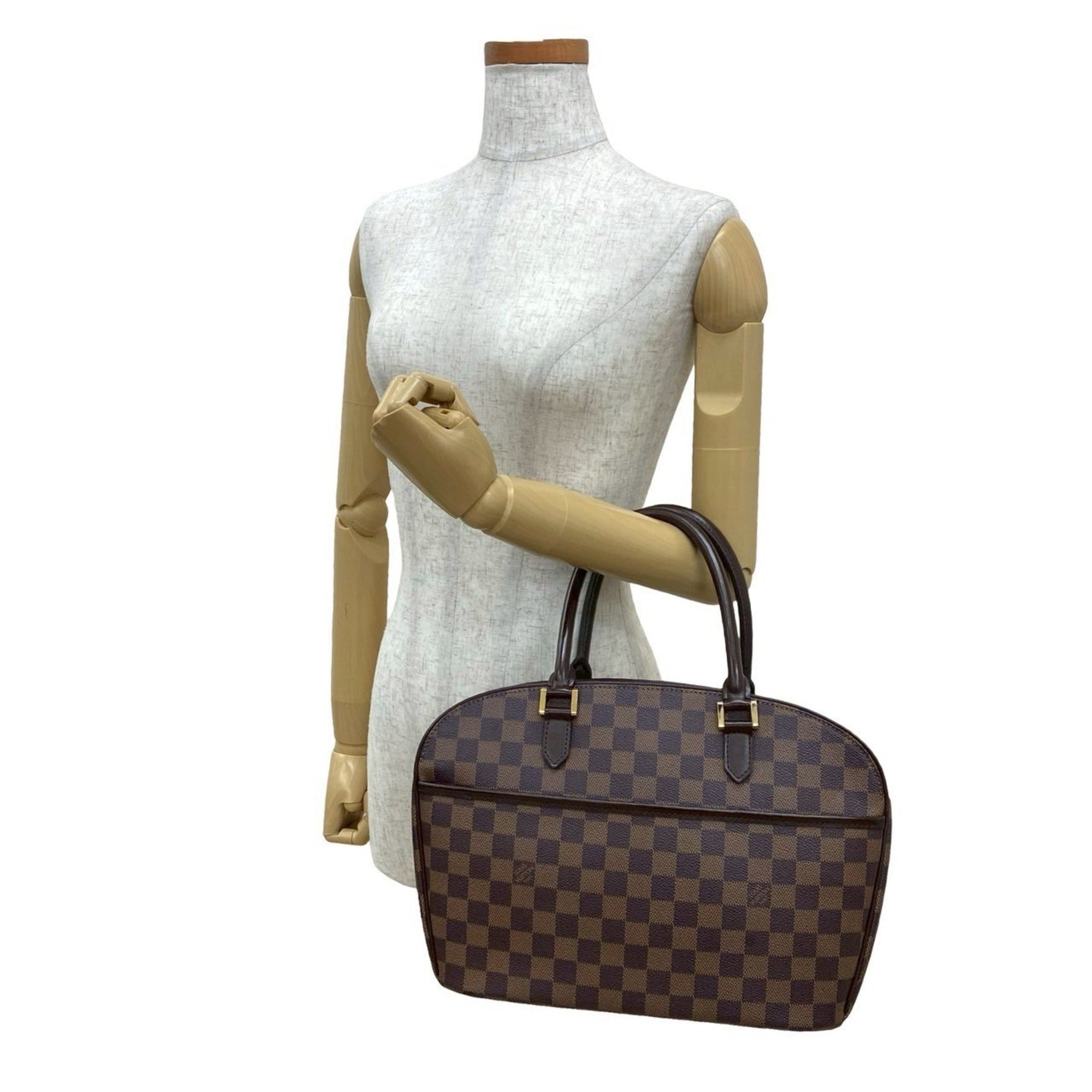LOUIS VUITTON Saria Horizontal Damier Leather Handbag/Mini Boston Bag