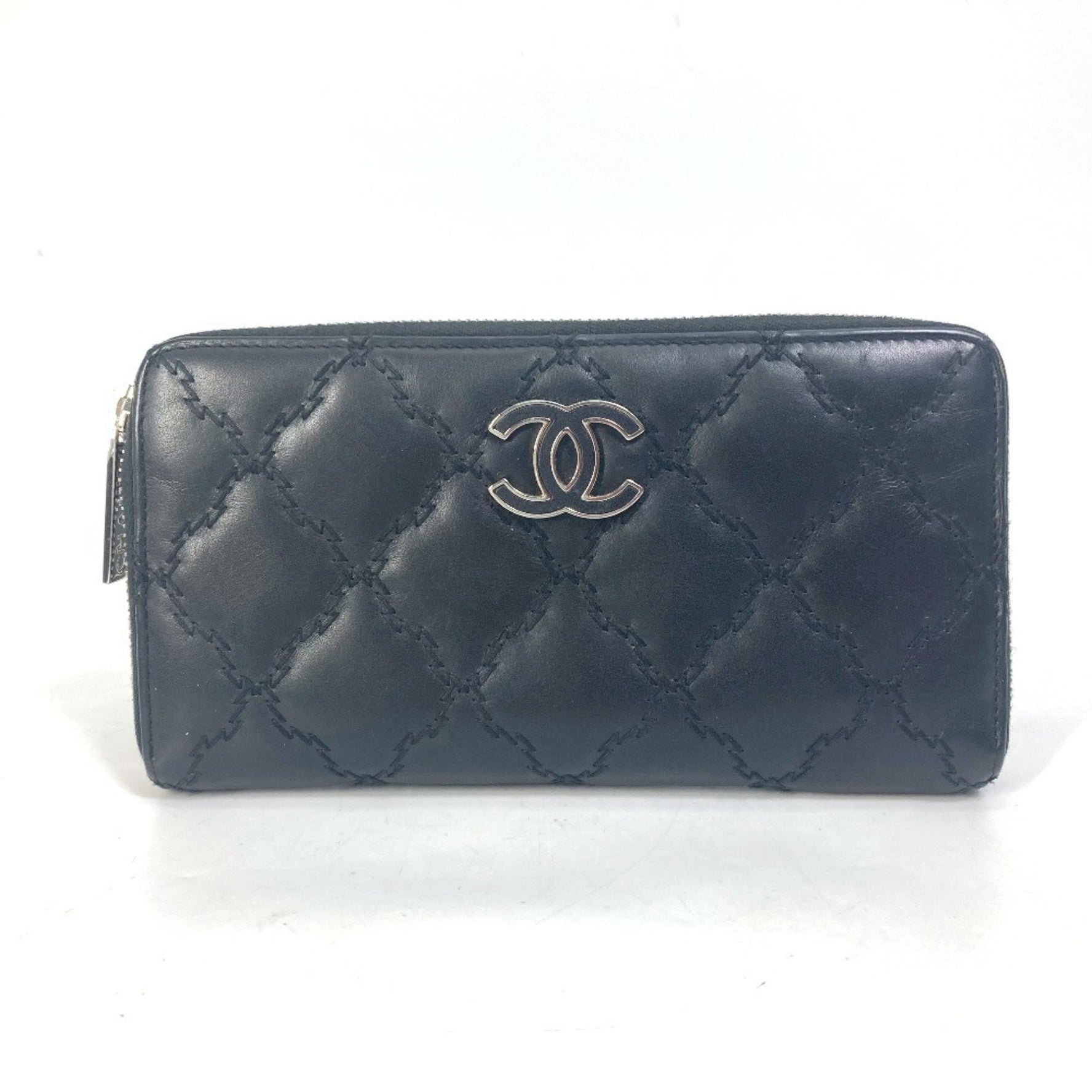 CHANEL Coco Mark CC Matelasse Quilted Zip-Around Long Wallet in Lambskin