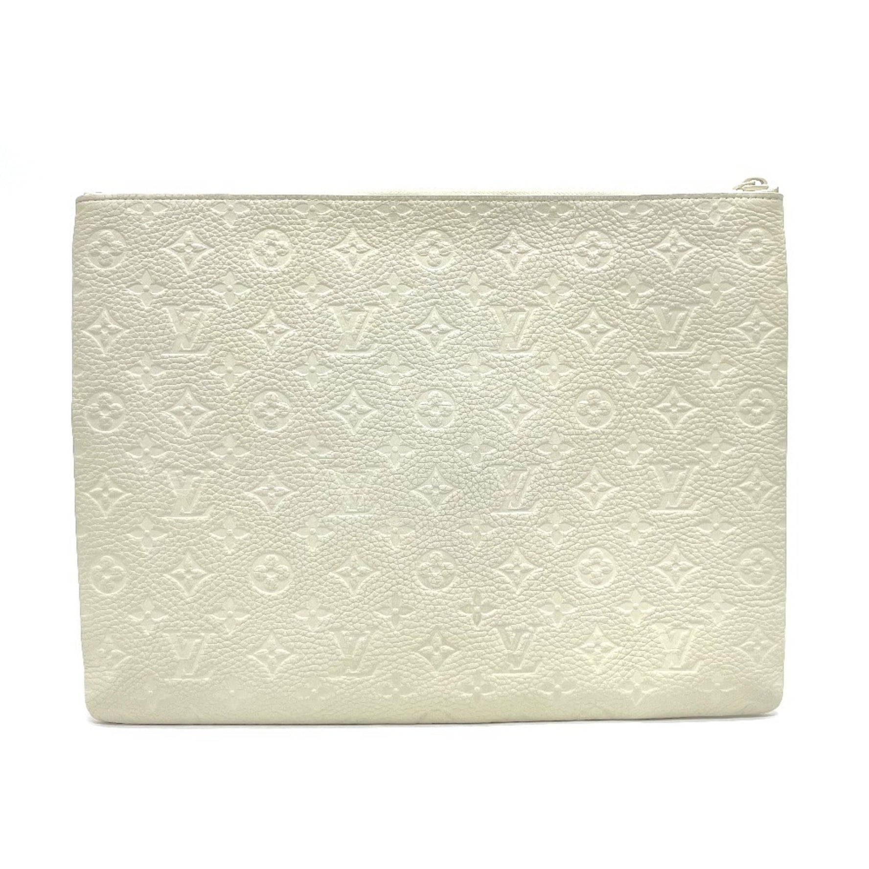 LOUIS VUITTON M67462 Taurillon Monogram Pochette A4 Virgil Abloh Clutch Bag Men's Blanc White