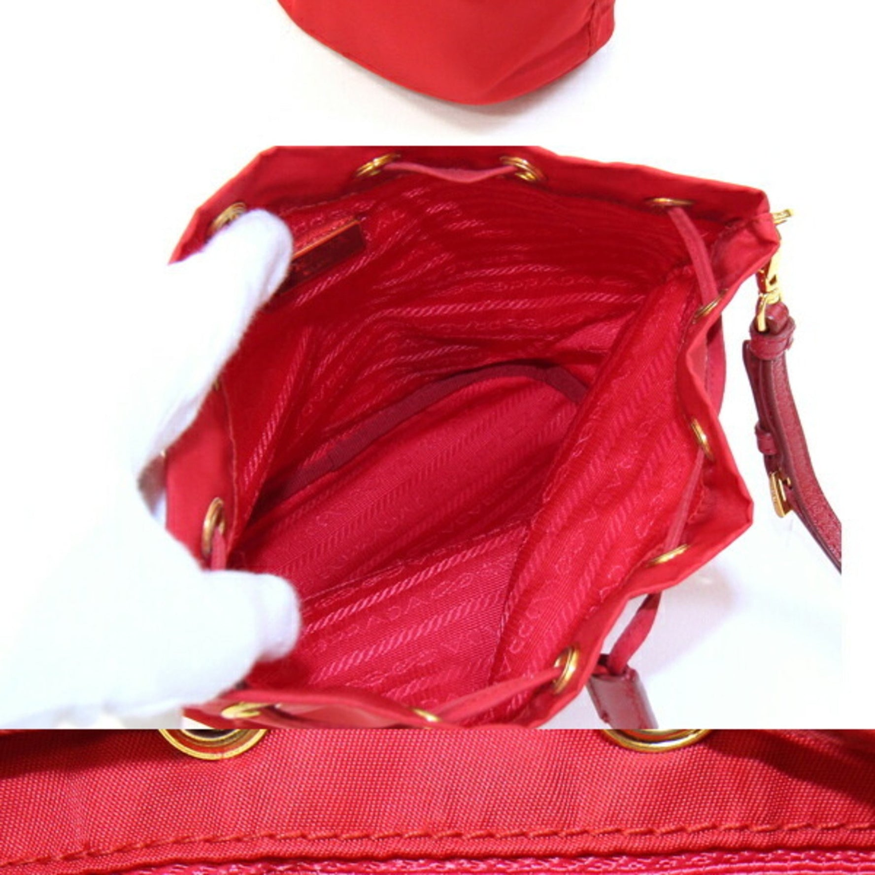 Prada Pouch Red Nylon and Leather Handbag with Strap