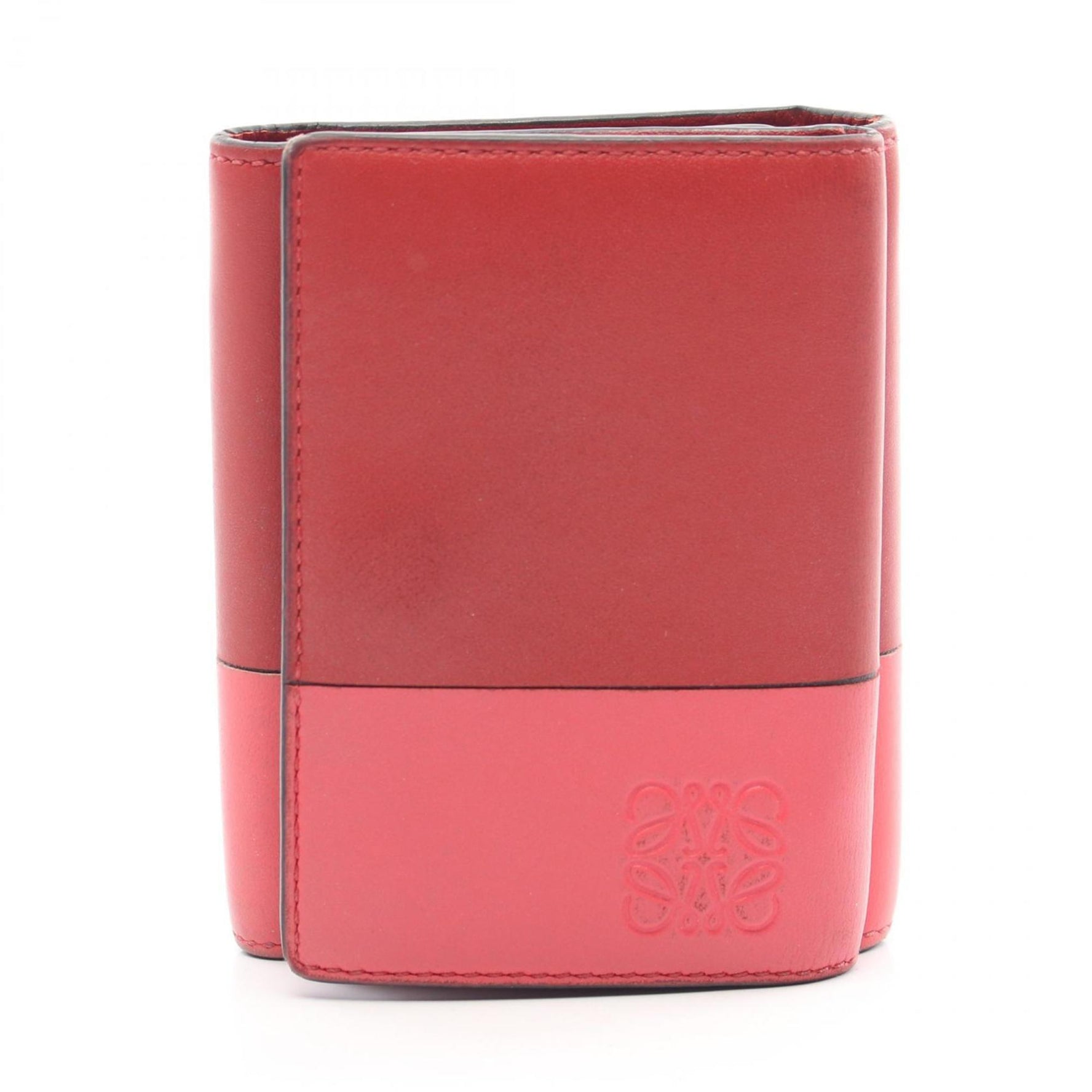 LOEWE Tri-fold Wallet Leather Women's Pink Red 109.10.S26