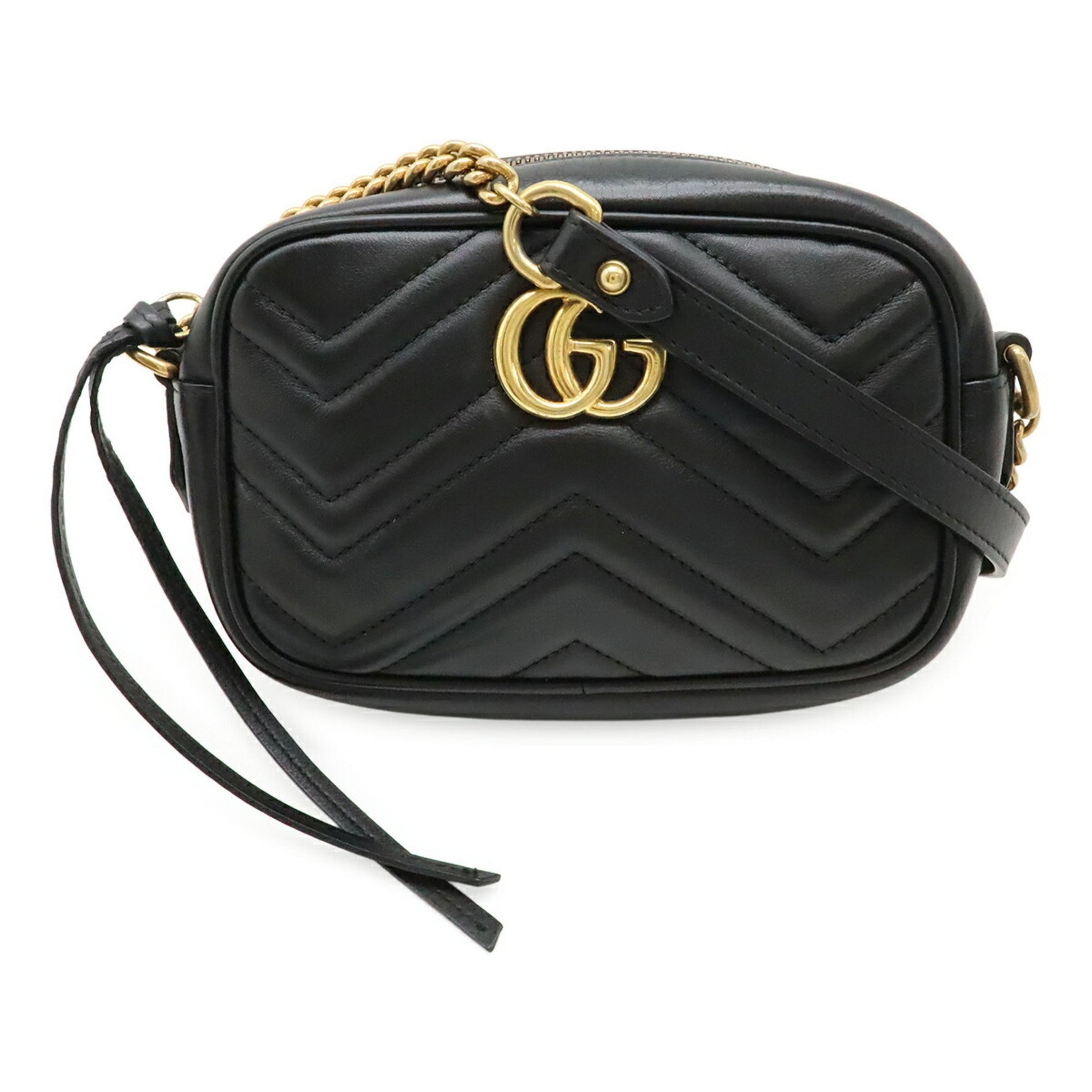 GUCCI GG Marmont Quilted Shoulder Bag/Pochette/Chain Bag in Leather