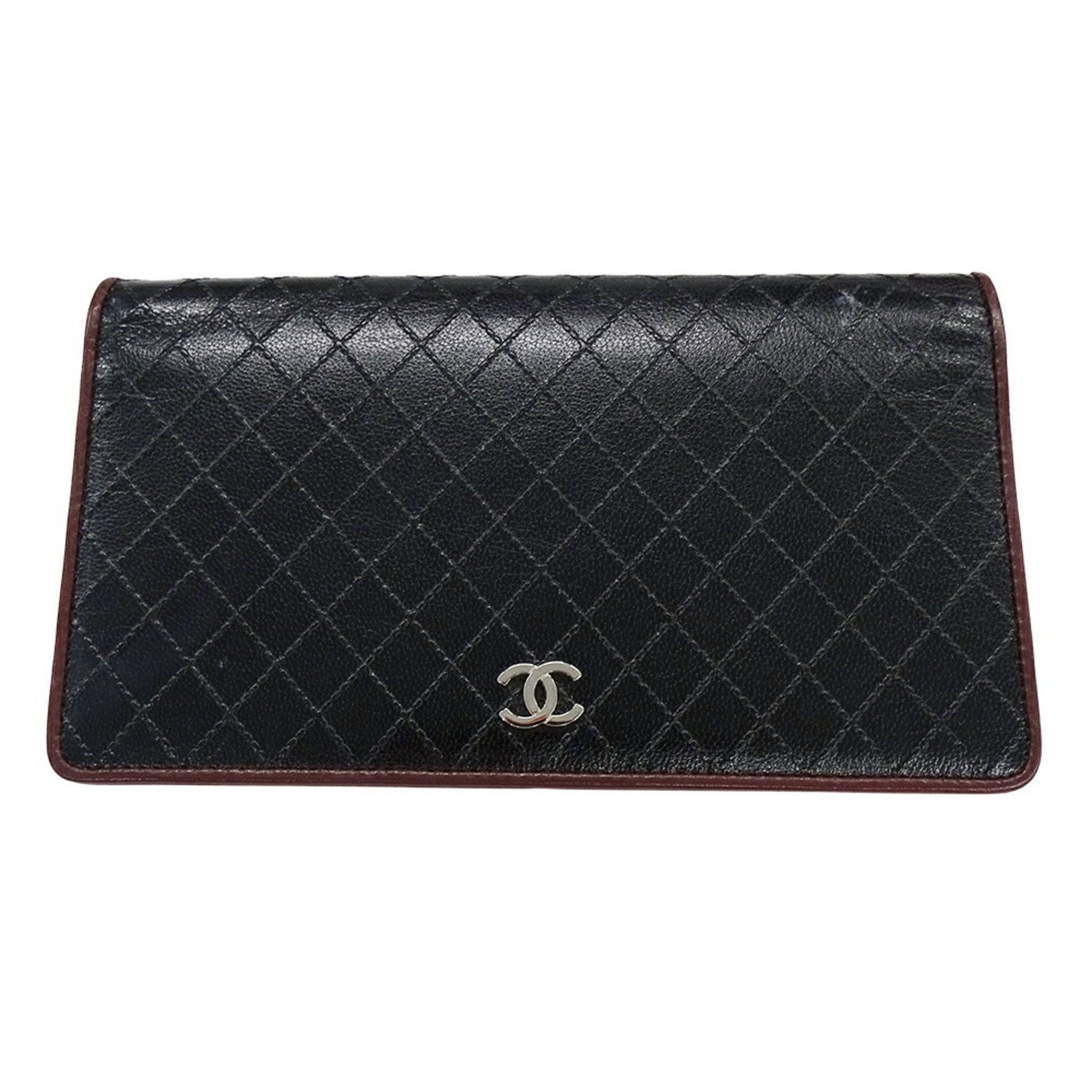 CHANEL Women's Bifold Leather Wallet in Black with Coco Mark