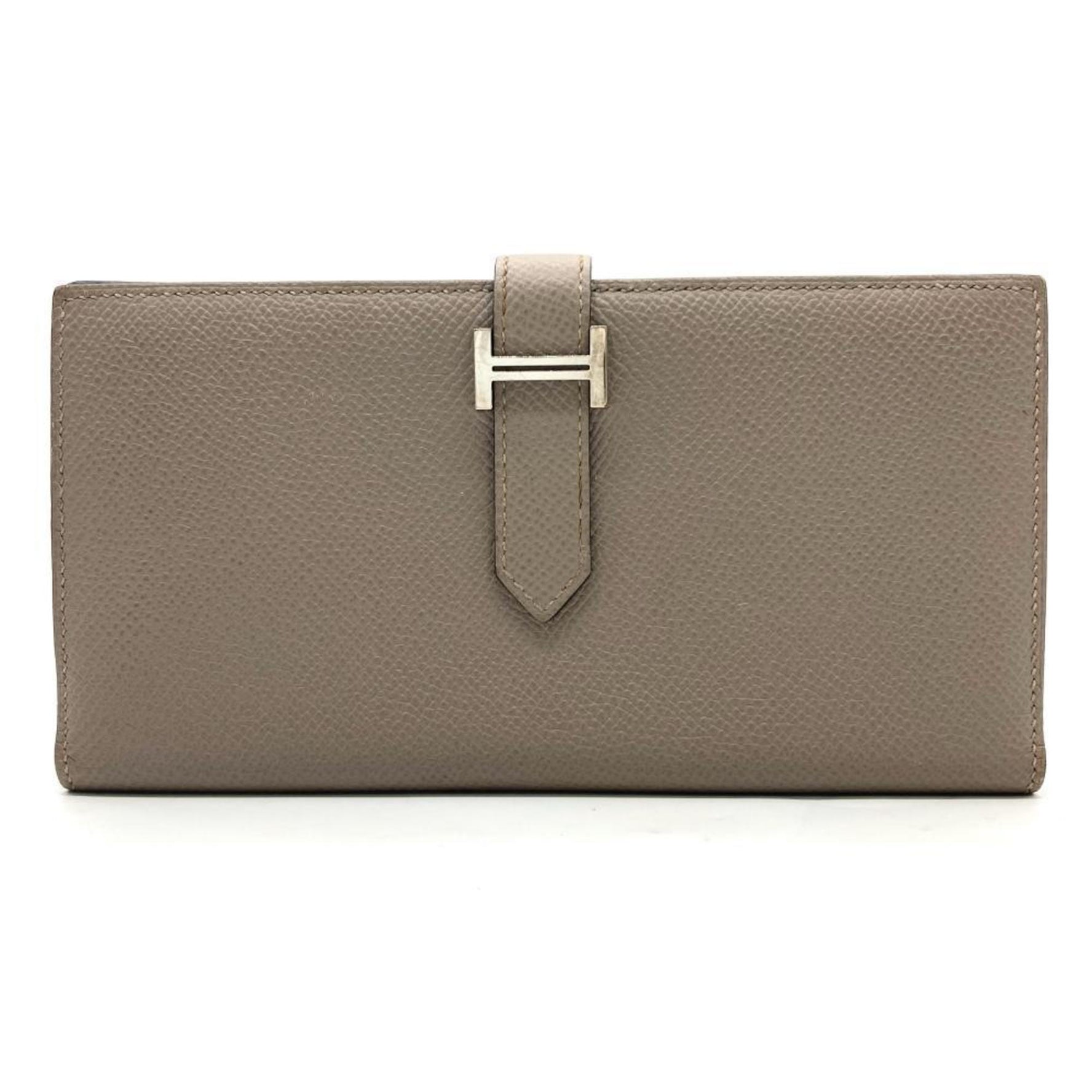 Hermes Bearn Soufflet Verso Long Wallet Veau Epsom C Stamp Gris Asphalt Blue Indigo