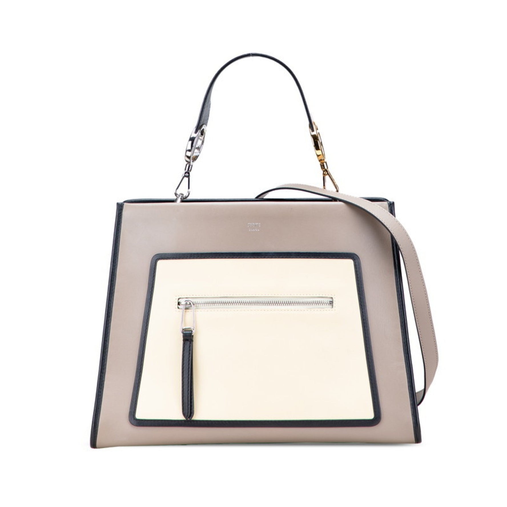 Fendi Runaway Handbag/Shoulder Bag Beige Ivory Black Leather