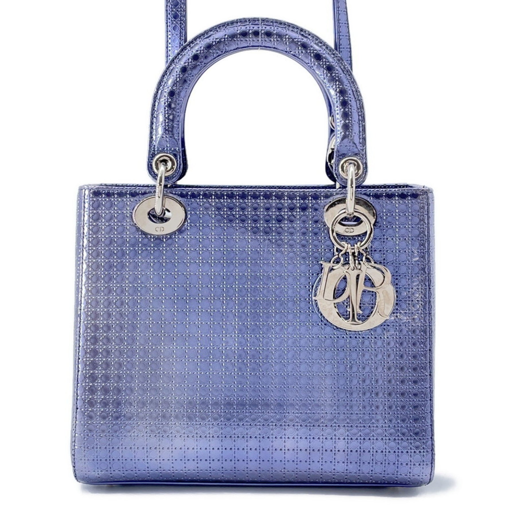 Christian Dior Lady Micro Cannage Medium Metallic Handbag with 2-way Shoulder Bag