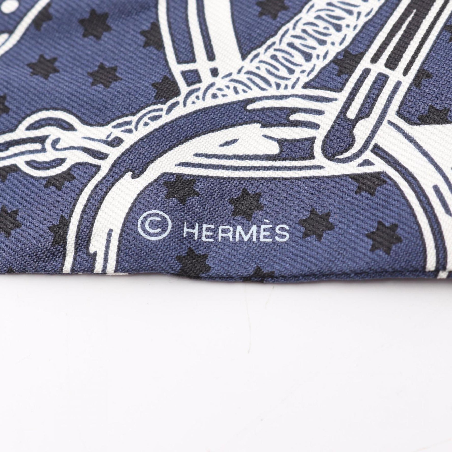 Hermes Hermès Twilly Eperon d'Or Bandana Silk Scarf Navy Blue Multicolor