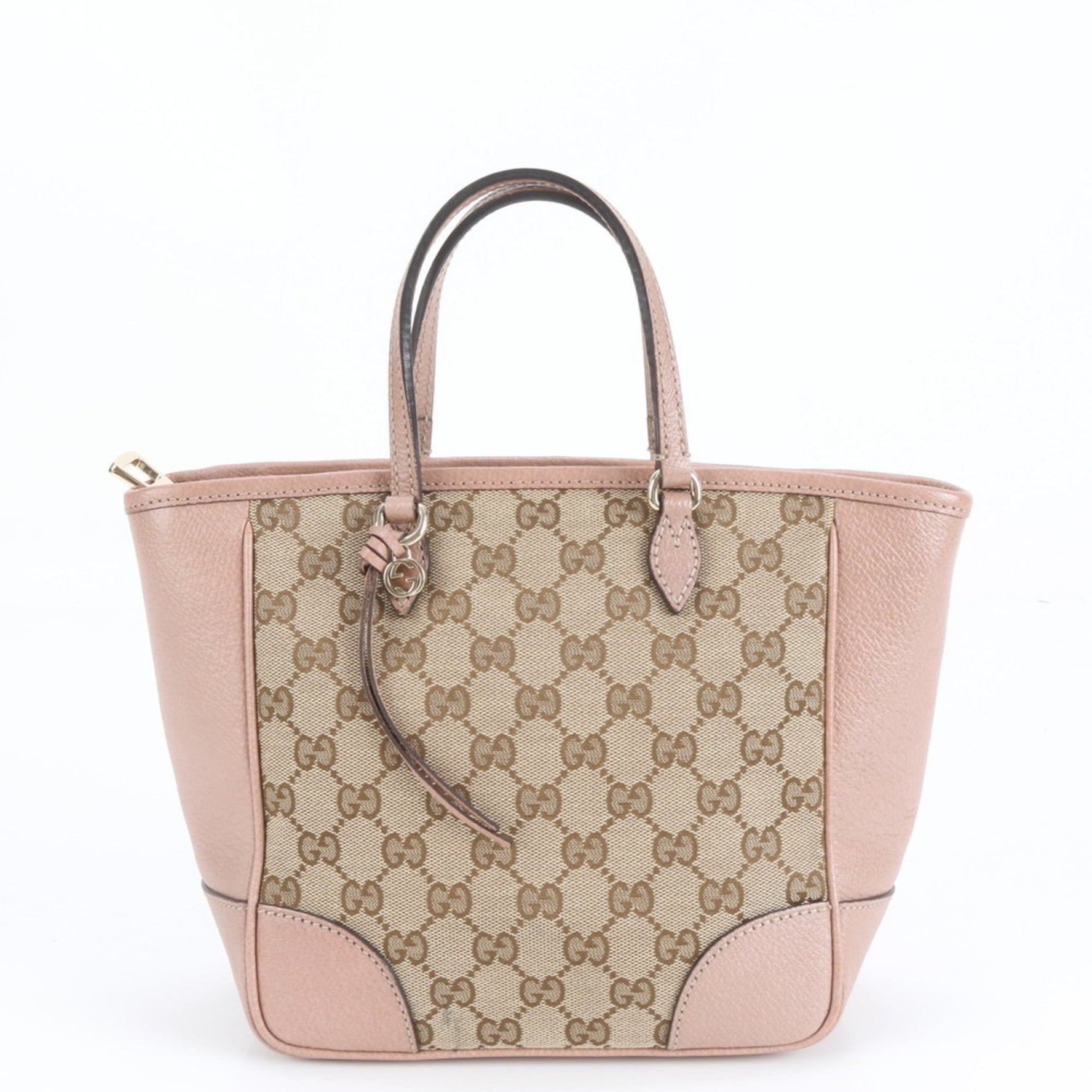 Gucci GG Canvas Bree Small Top Handle Bag Leather Hand Tote