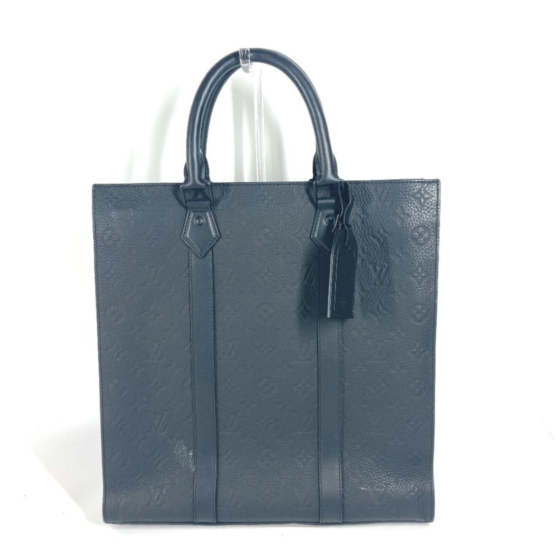 Louis Vuitton Monogram Taurillon Sac Plat Tote Bag Handbag Leather Noir Black