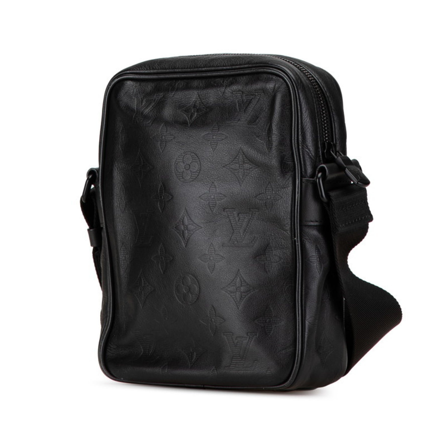 Louis Vuitton Monogram Shadow Danube PM Shoulder Bag M43681 Black Leather Women's LOUIS VUITTON