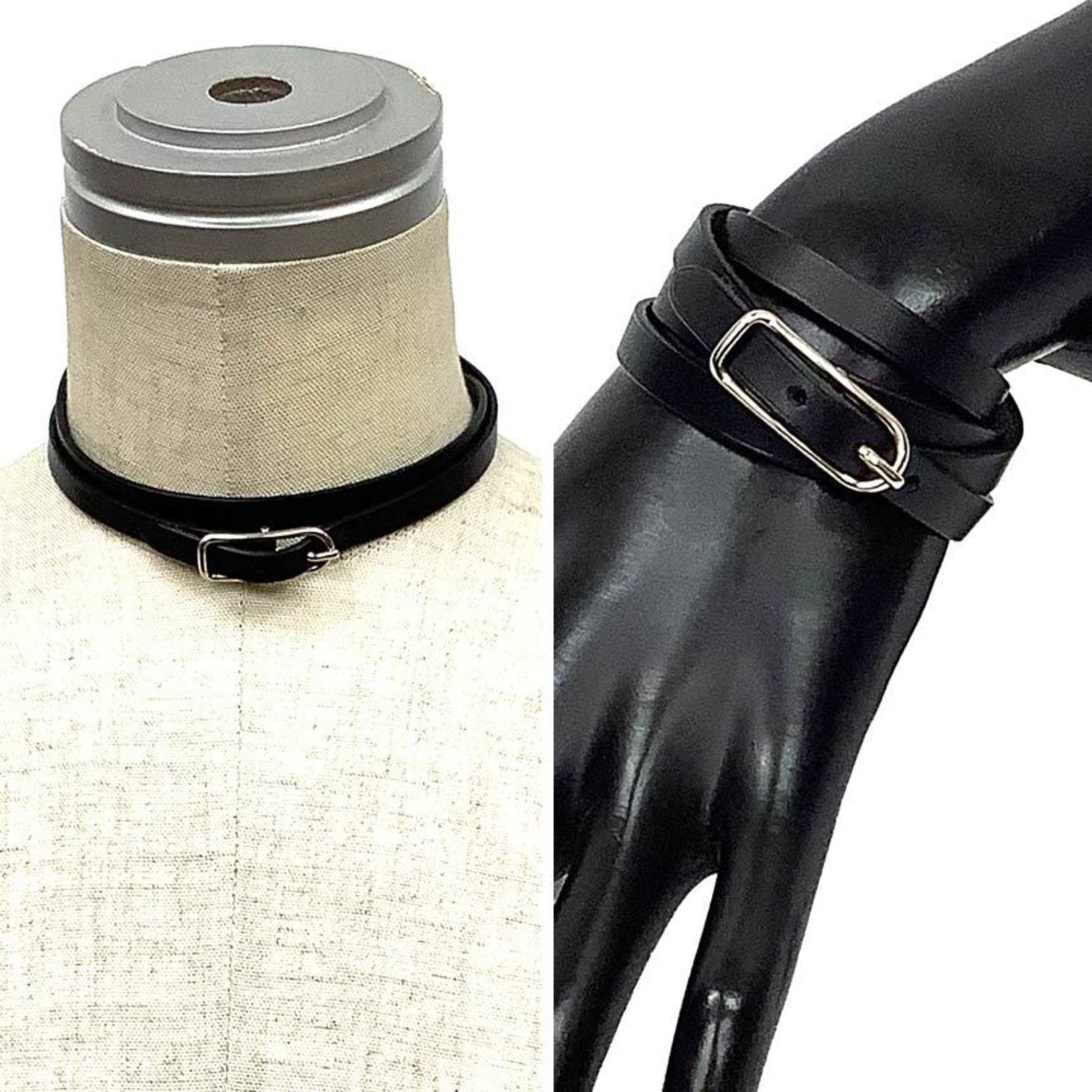Hermes HERMES api1 Api1 Bracelet Wrap Choker Black Silver Api Unisex