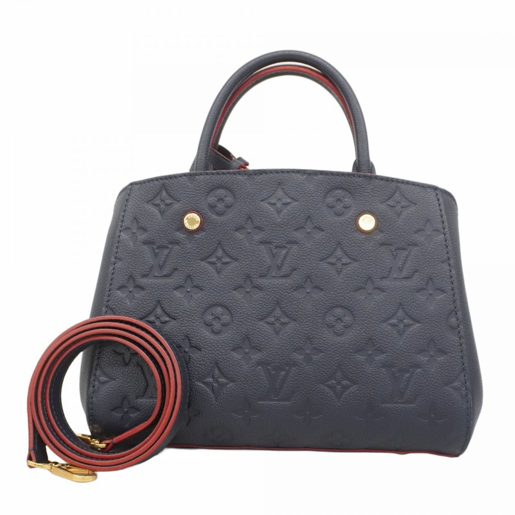 Louis Vuitton Monogram Empreinte Montaigne BB Handbag Marine Rouge Bag