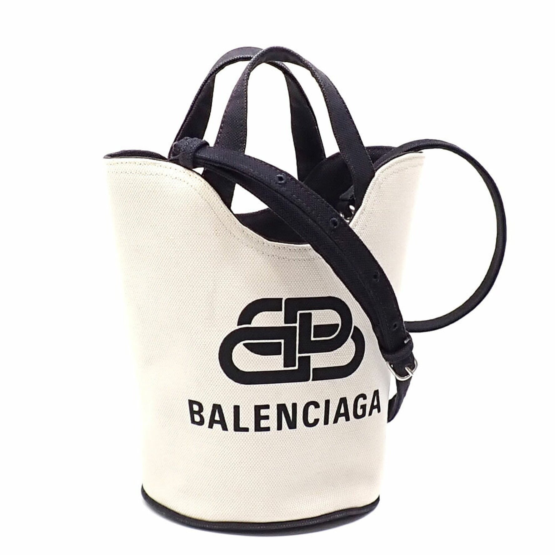 Balenciaga Wave Canvas Handbag for Women, White and Black, C218701