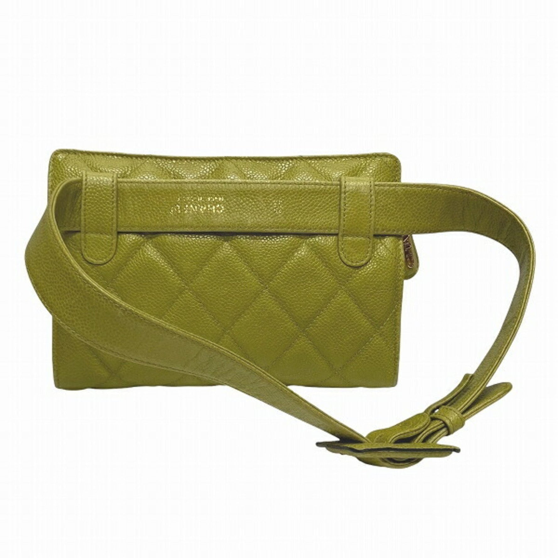 CHANEL Matelasse Caviar Skin Light Green Bag Waist Pouch Body