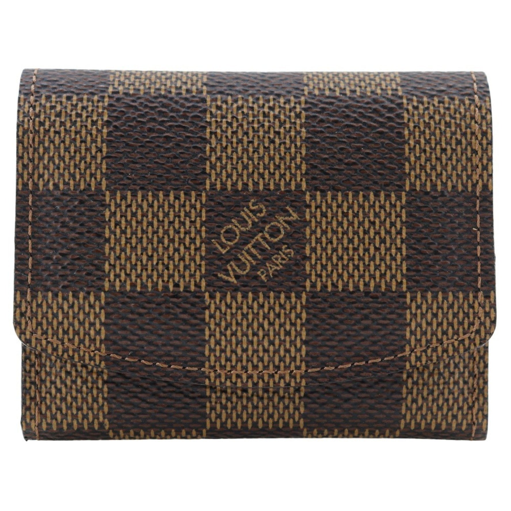 Louis Vuitton LOUIS VUITTON Cufflinks case Miscellaneous goods M64681 Damier canvas 2008 Brown MI0088 Cufflink Men's